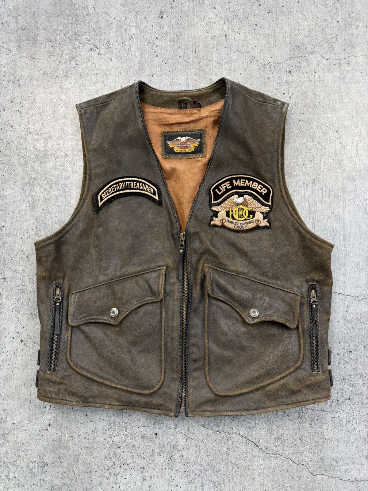 Harley Davidson RARE Vintage 90s Harley Davidson Leather Vest Size US L / EU 52-54 / 3 - 2 Thumbnail