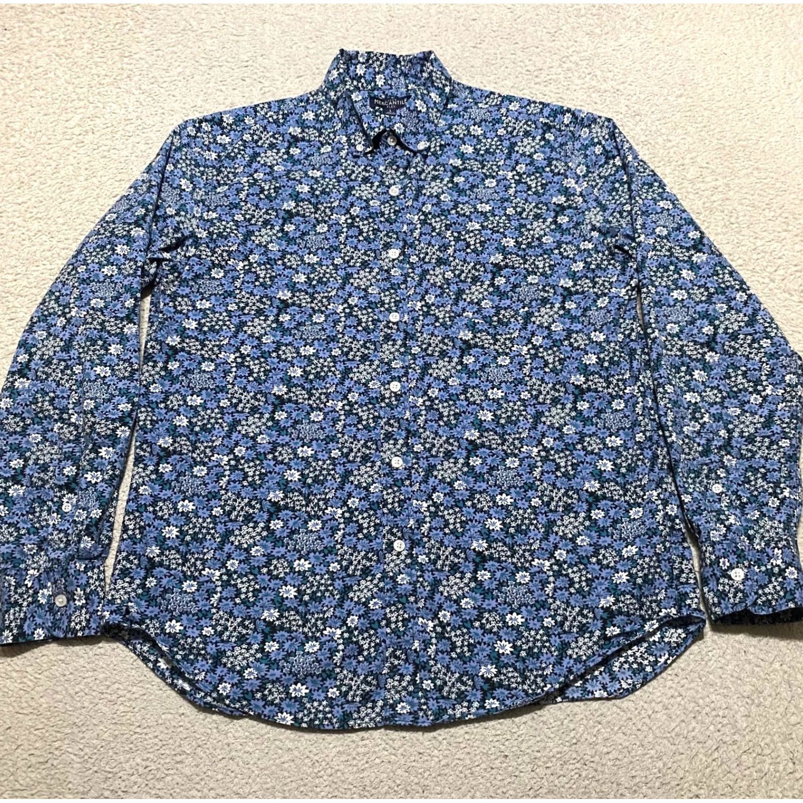 J.Crew J. Crew Mens Large Blue Floral Long Sleeve Button Down Shirt Cotton Stretch Size US L / EU 52-54 / 3 - 2 Thumbnail