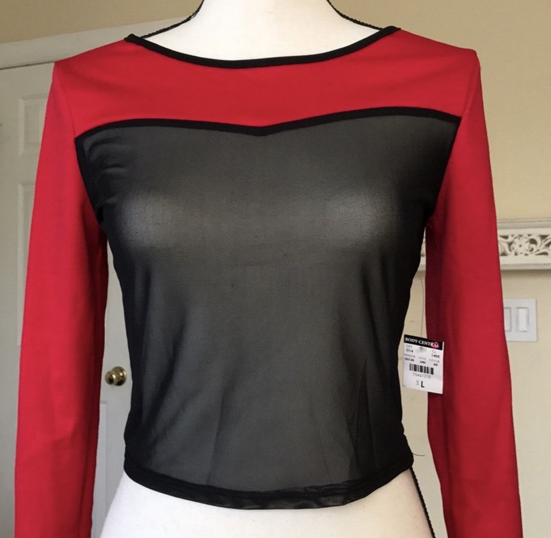 Other BODY CENTRAL LONG SLEEVE TOP WITH BLACK SHEER Size S / US 4 / IT 40 - 2 Thumbnail