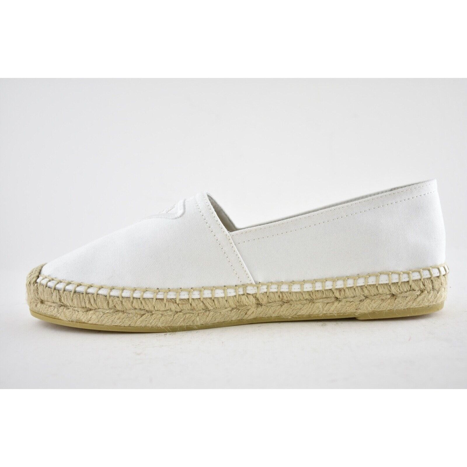 Prada Prada Bianco White Canvas Fabric Triangle Logo Slip On Slide Size US 6 / IT 36 - 4 Thumbnail
