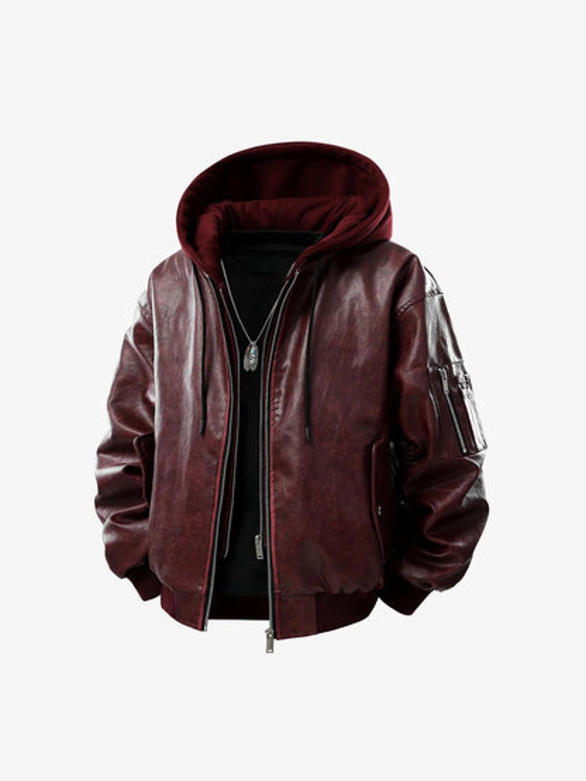 Leather Retro Distressed Washed PU Leather Cotton Jacket Size US M / EU 48-50 / 2 - 7 Thumbnail
