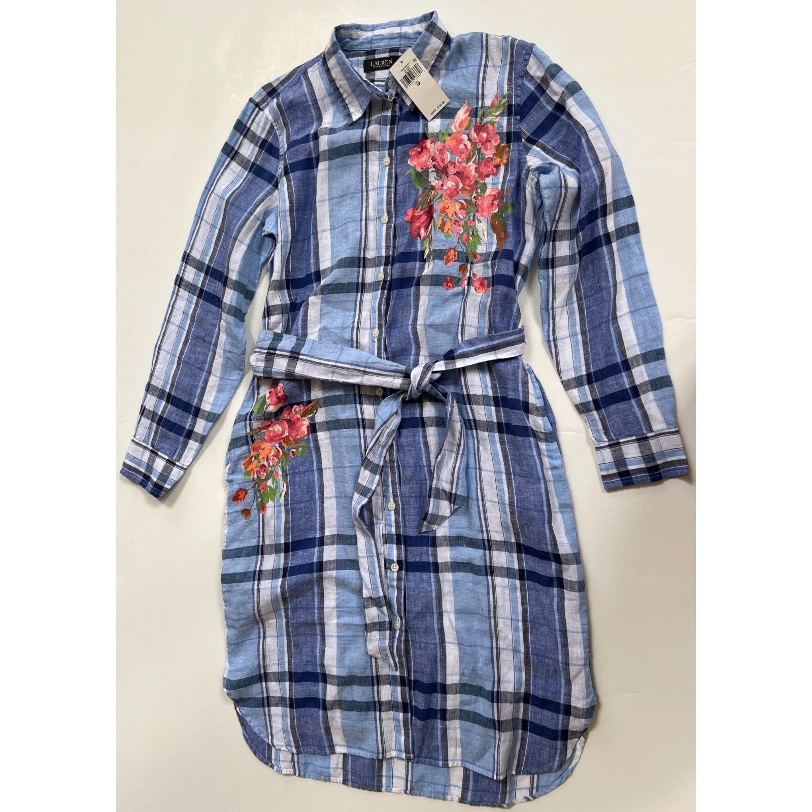 Lauren Ralph Lauren Ralph Lauren Floral & Plaid Linen Shirtdress Women's Size 12 Size XL / US 12-14 / IT 48-50 - 6 Thumbnail
