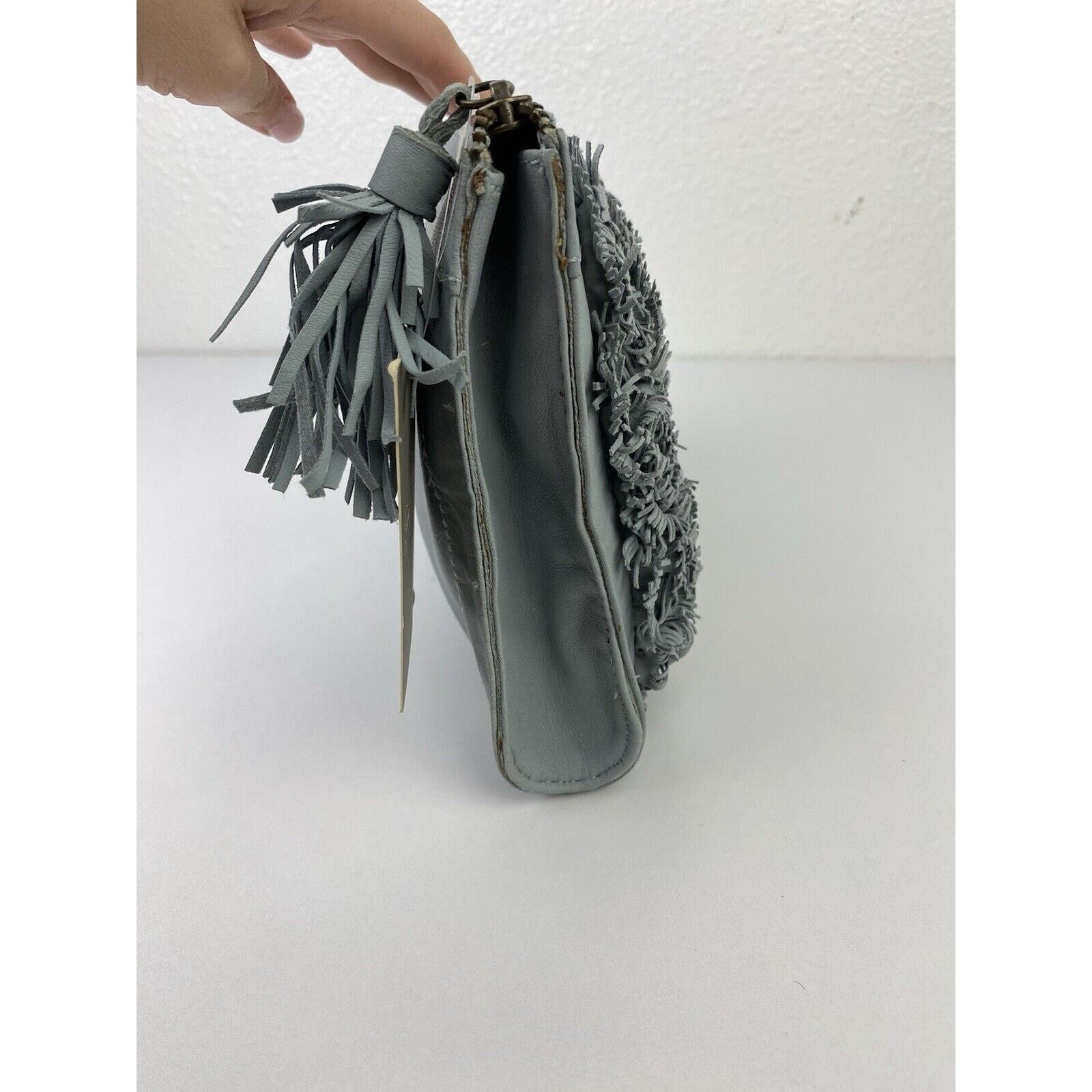 Anthropologie NWT Anthropologie Holding Horses Gray Leather Clutch Zip Size ONE SIZE - 3 Thumbnail