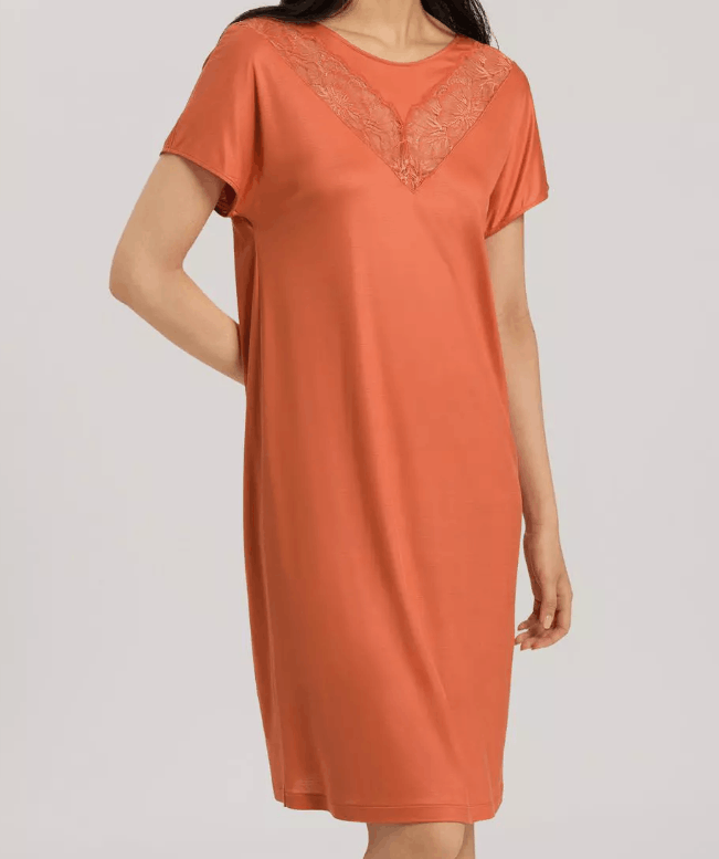 Hanro Hanro Juna Nightgown Lace Coral Gold ( S ) Size S / US 4 / IT 40 - 1 Thumbnail