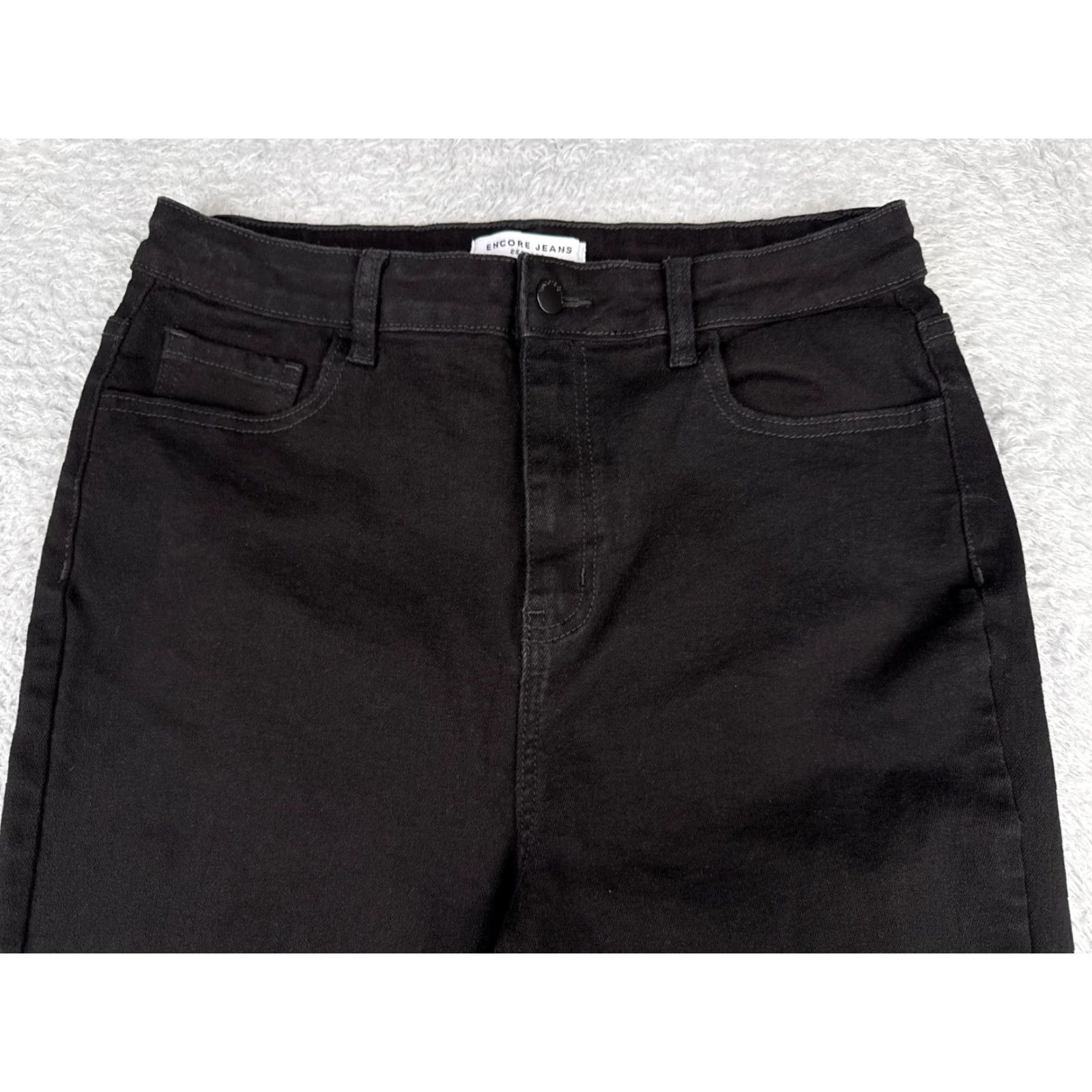 Vintage Encore Jeans Womens Flared High Rise Black Denim 29x25 Regular Cotton Blend 5-Pocket Design Jeans Mens? Womens? Size 29" - 4 Thumbnail