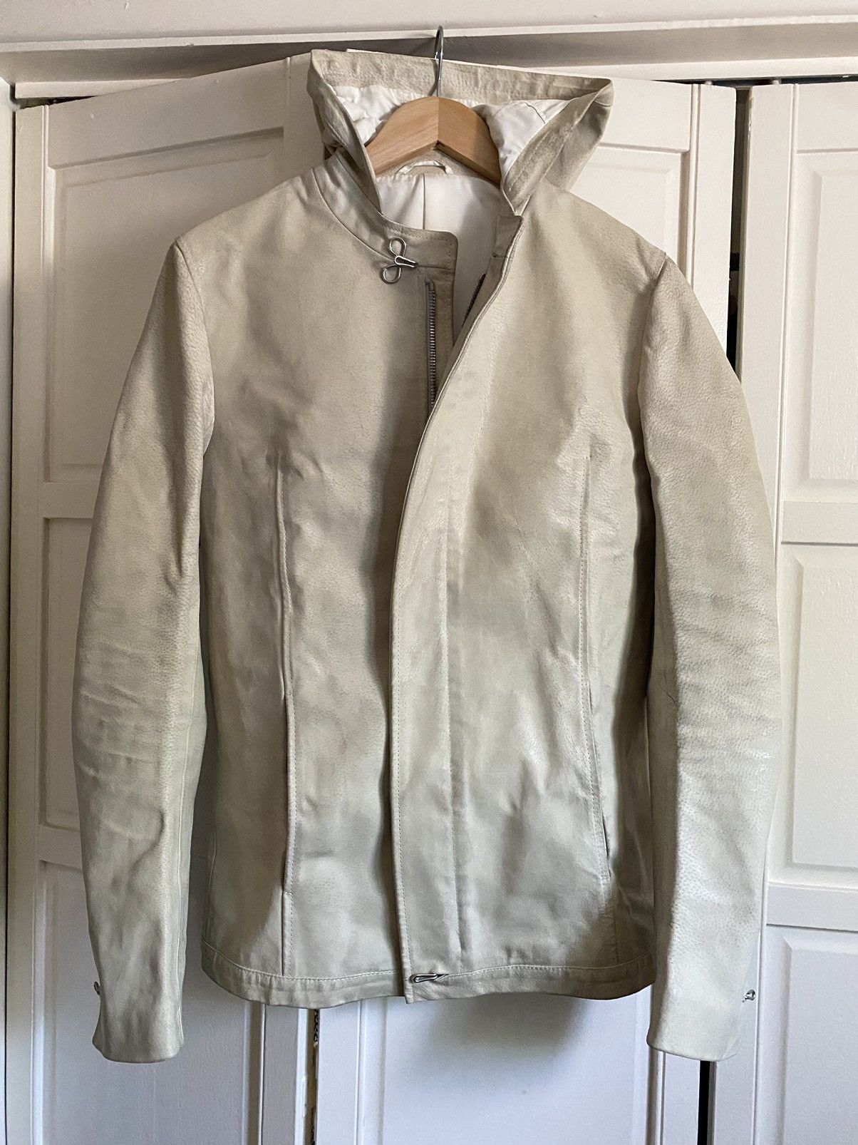 Pre-owned Carol Christian Poell Hoodie Leather Jacket In White