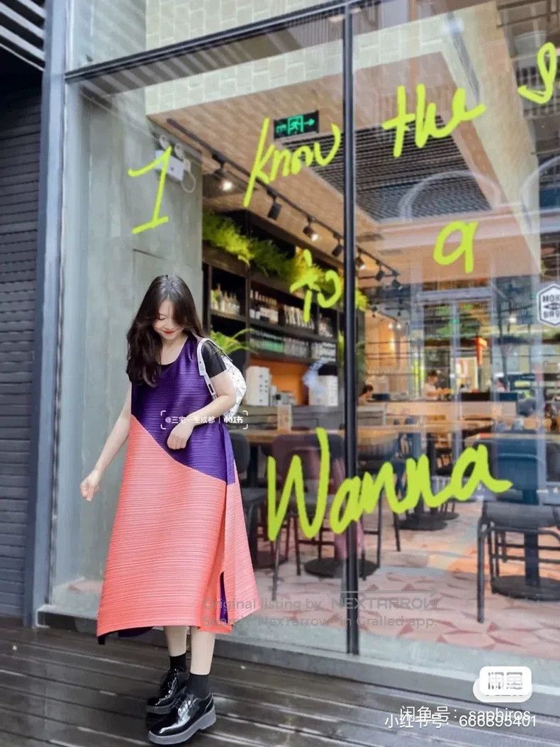 Issey Miyake Issey Miyake Purple-Orange Color-Block Dress Size XXL / US 16-18 / IT 52-54 - 6 Thumbnail