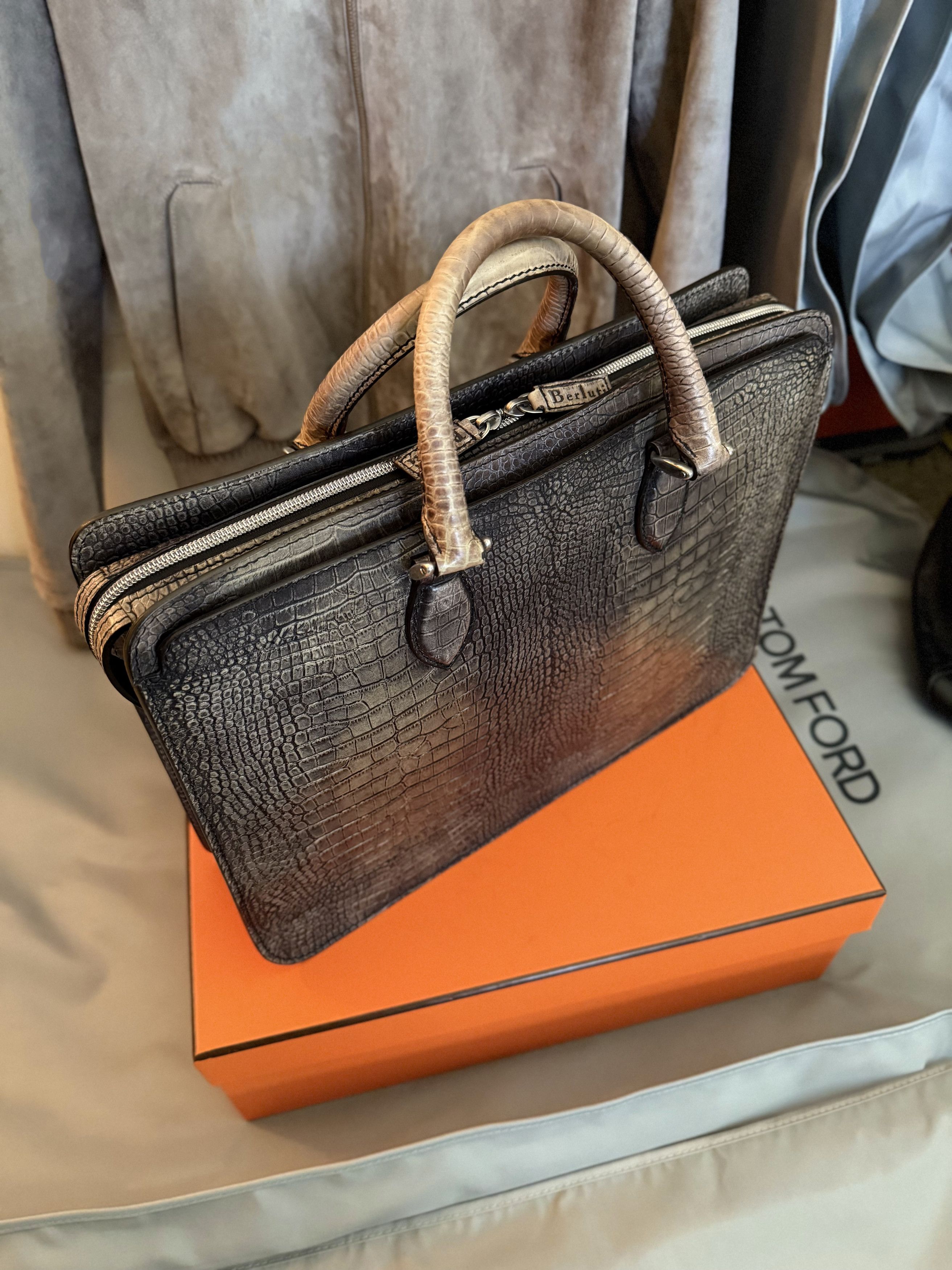 Berluti Ultimate Rare $36K MTO BERLUTI Alligator Crocodile Briefcase Size ONE SIZE - 13 Thumbnail