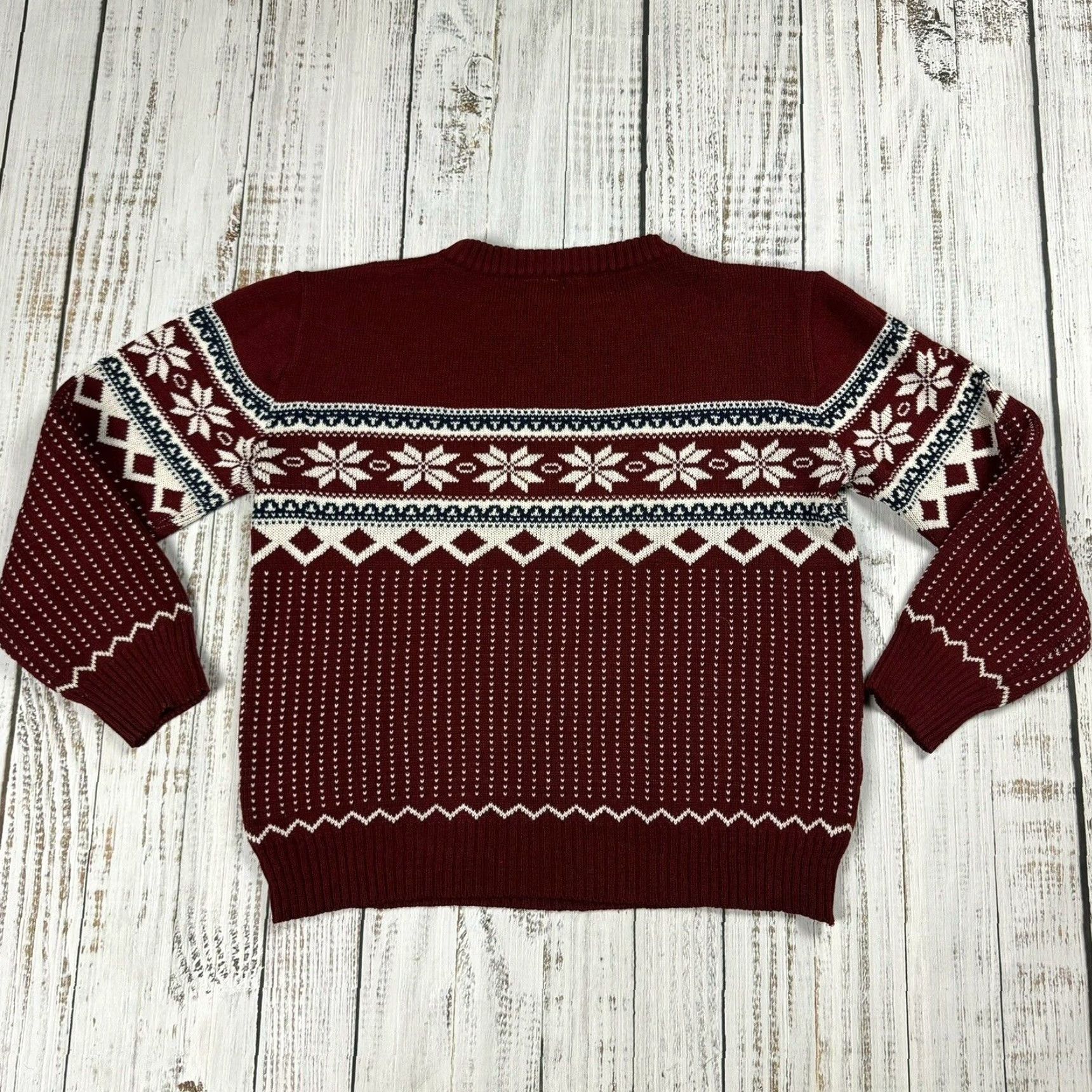Vintage VTG Townsley Nordic Winter Sweater Shirt Mens Small Maroon Acrylic Patterned 80s Christmas Ugly Sweater Men’s S Size US S / EU 44-46 / 1 - 8 Thumbnail