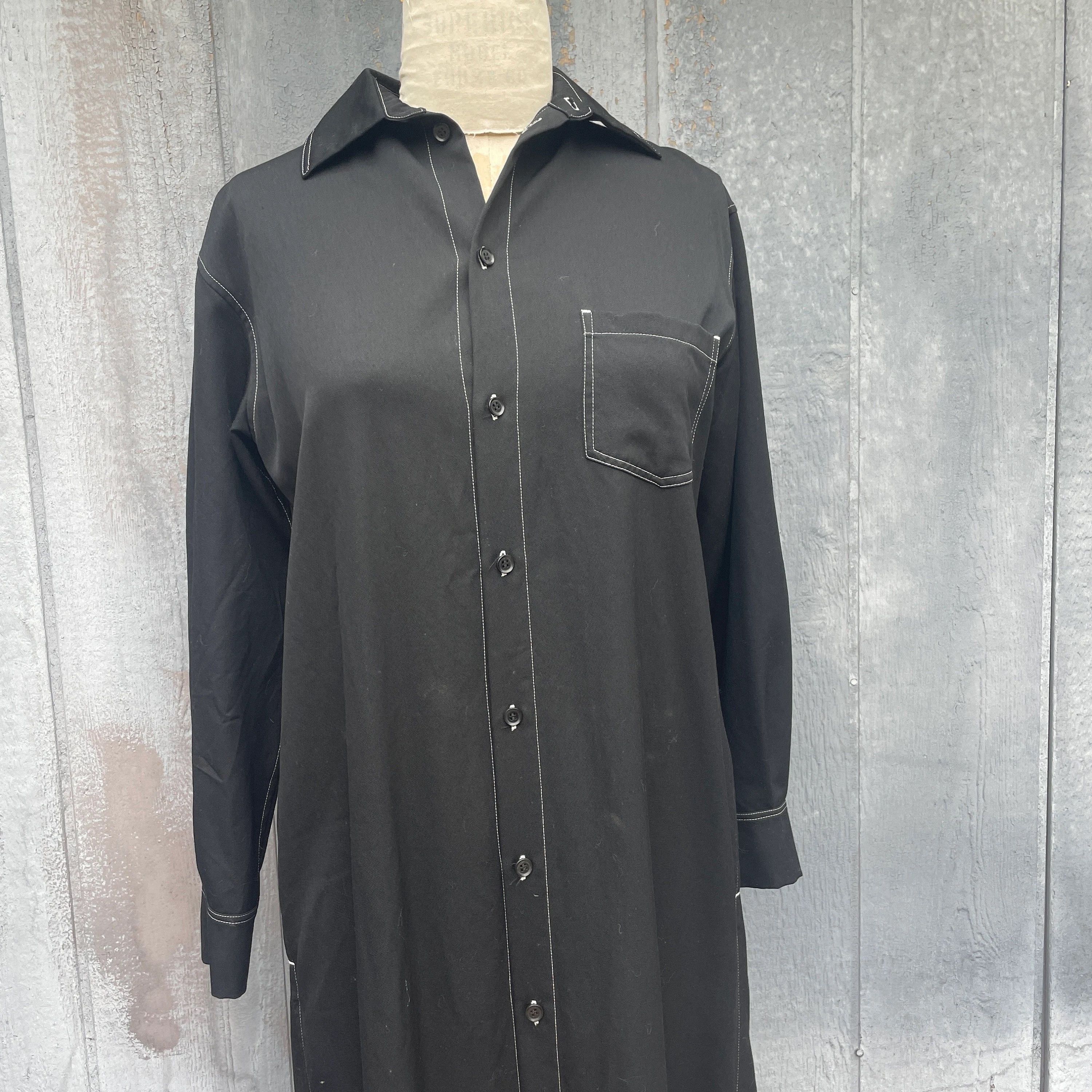 Yohji Yamamoto Yohji Yamamoto Slit Back Maxi Shirt Dress Long Sleeve Wool Size S / US 4 / IT 40 - 5 Thumbnail