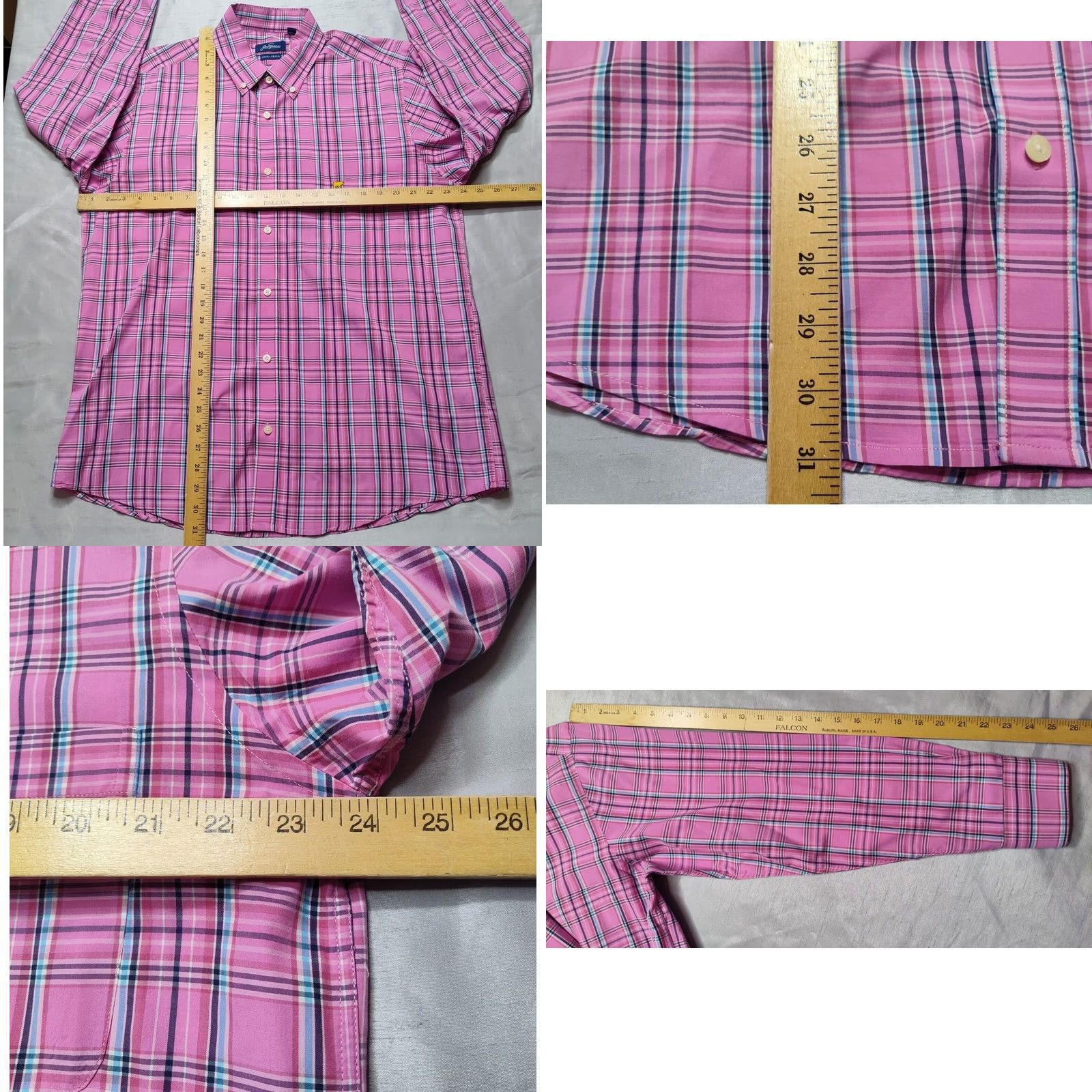 Pinko JACK NICKLAUS NON-IRON Men Large Pink Plaid L/S Button-Up Shirt EUC Size US L / EU 52-54 / 3 - 9 Thumbnail
