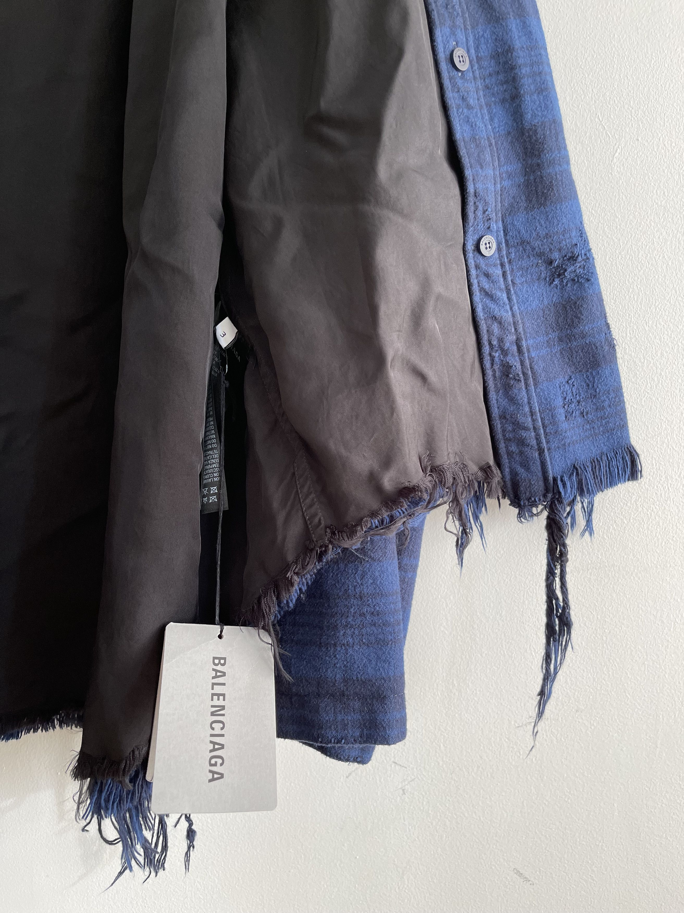 Balenciaga Destroyed Flannel Check Shirt Jacket - Size 3 Size US L / EU 52-54 / 3 - 13 Thumbnail