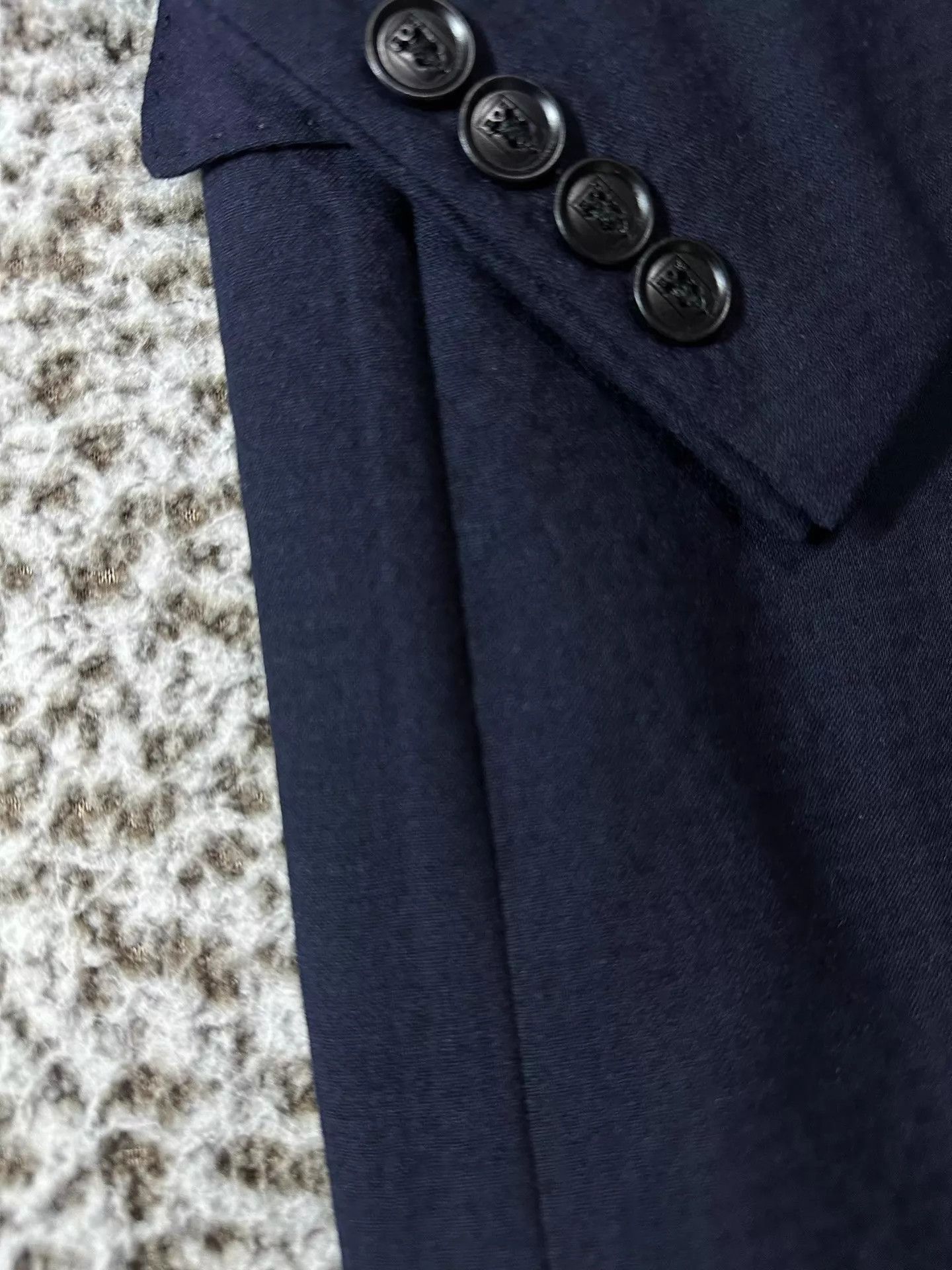 Ermenegildo Zegna Zegna Seersucker Wool-Silk-Linen Blazer Navy 54 Size 54R - 3 Thumbnail