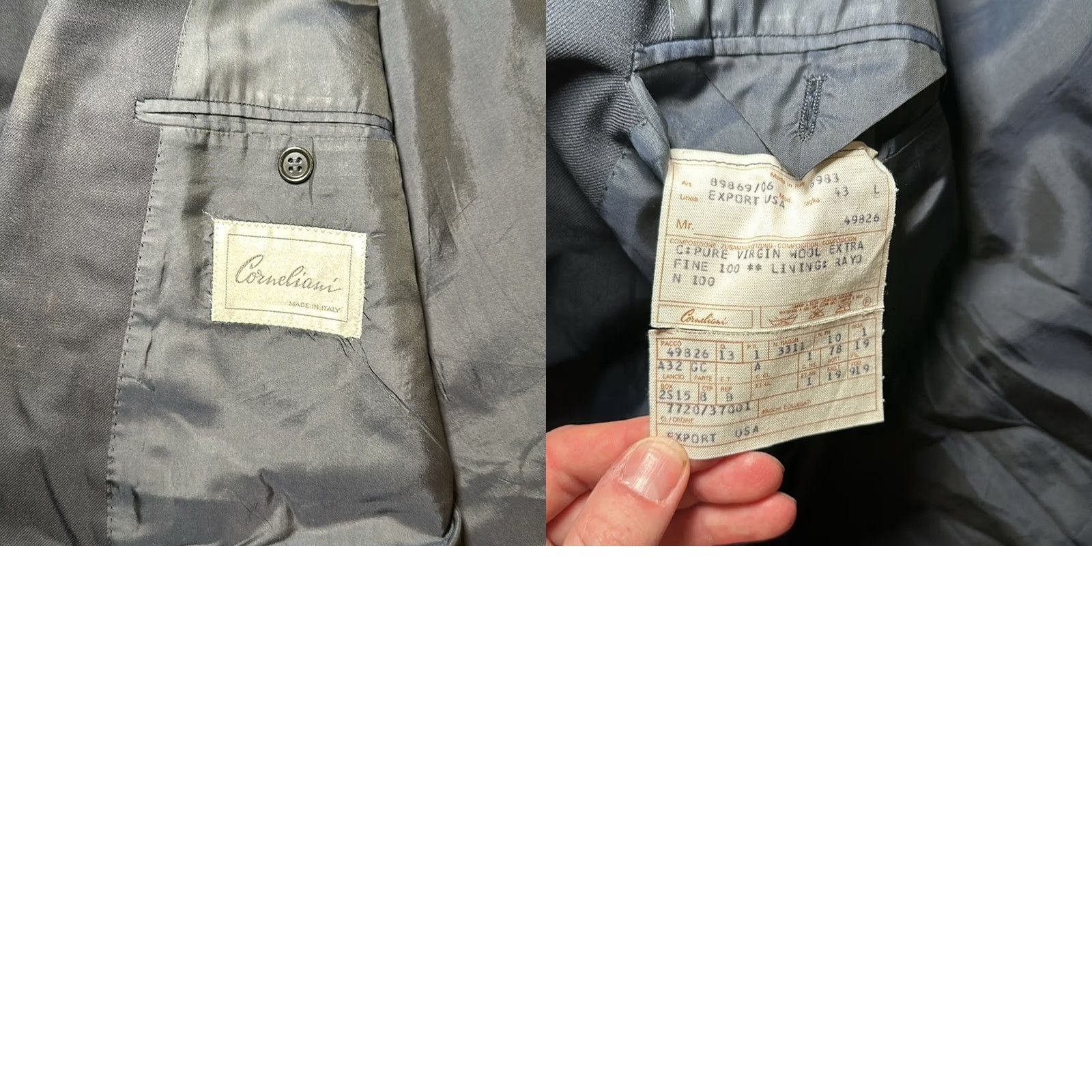 Corneliani Corneliani Blazer - 43L Wool Navy/Blue 2 Piece Men Regular Made in Italy Size 46R - 8 Thumbnail