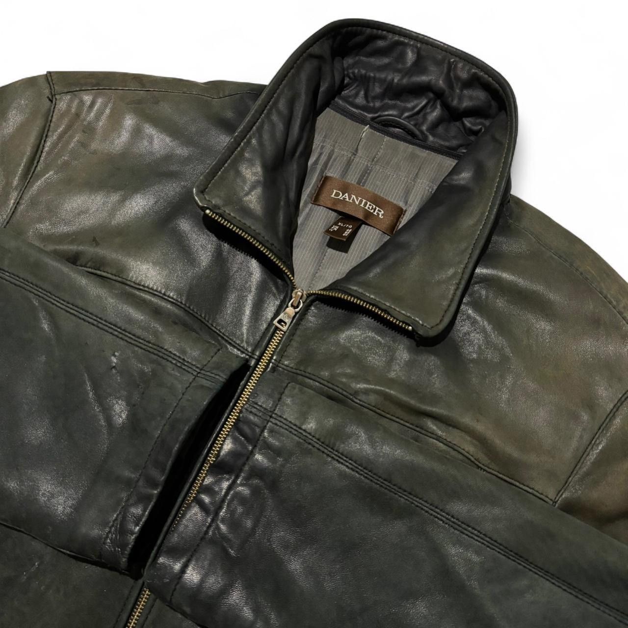 Danier Vintage 90s Danier Faded Green 100% Leather Zip-Up Jacket XL Size US XL / EU 56 / 4 - 2 Thumbnail