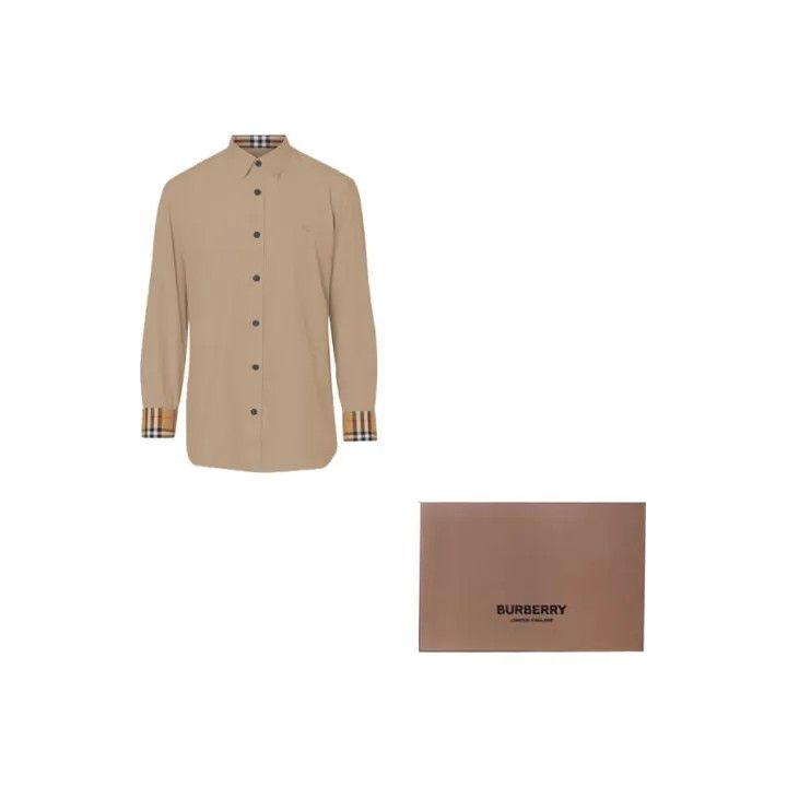 Burberry Burberry Beige Long Sleeve Button Up Shirt Size US XL / EU 56 / 4 - 1 Thumbnail