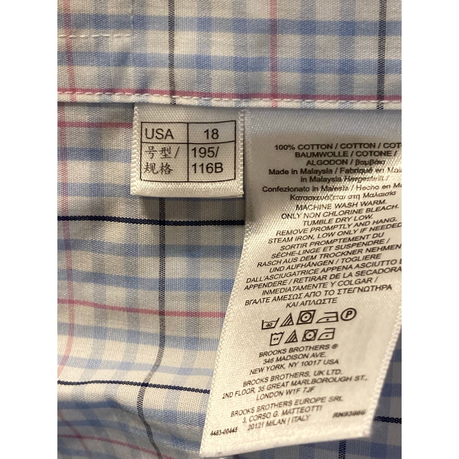 Brooks Brothers Brooks Brothers Regent Fit Men's 18-35 Plaid Non-Iron Shirt Size US L / EU 52-54 / 3 - 7 Thumbnail