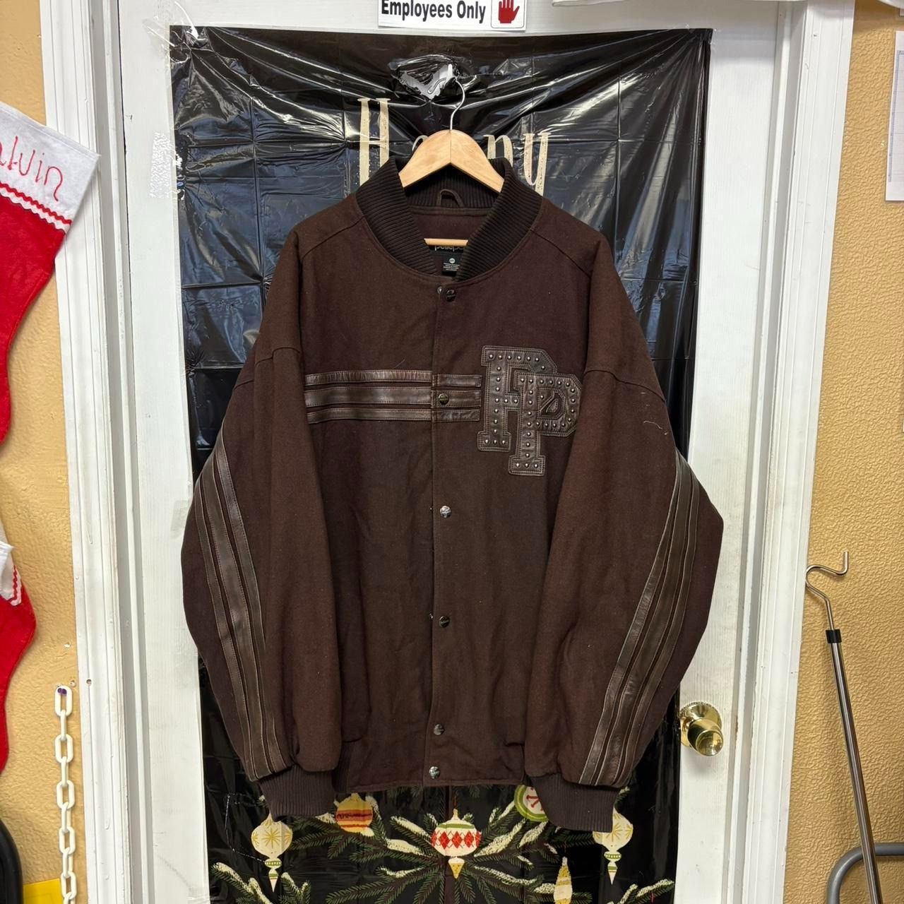 Vintage Rare Pelle Pelle Brown Wool Varsity Jacket