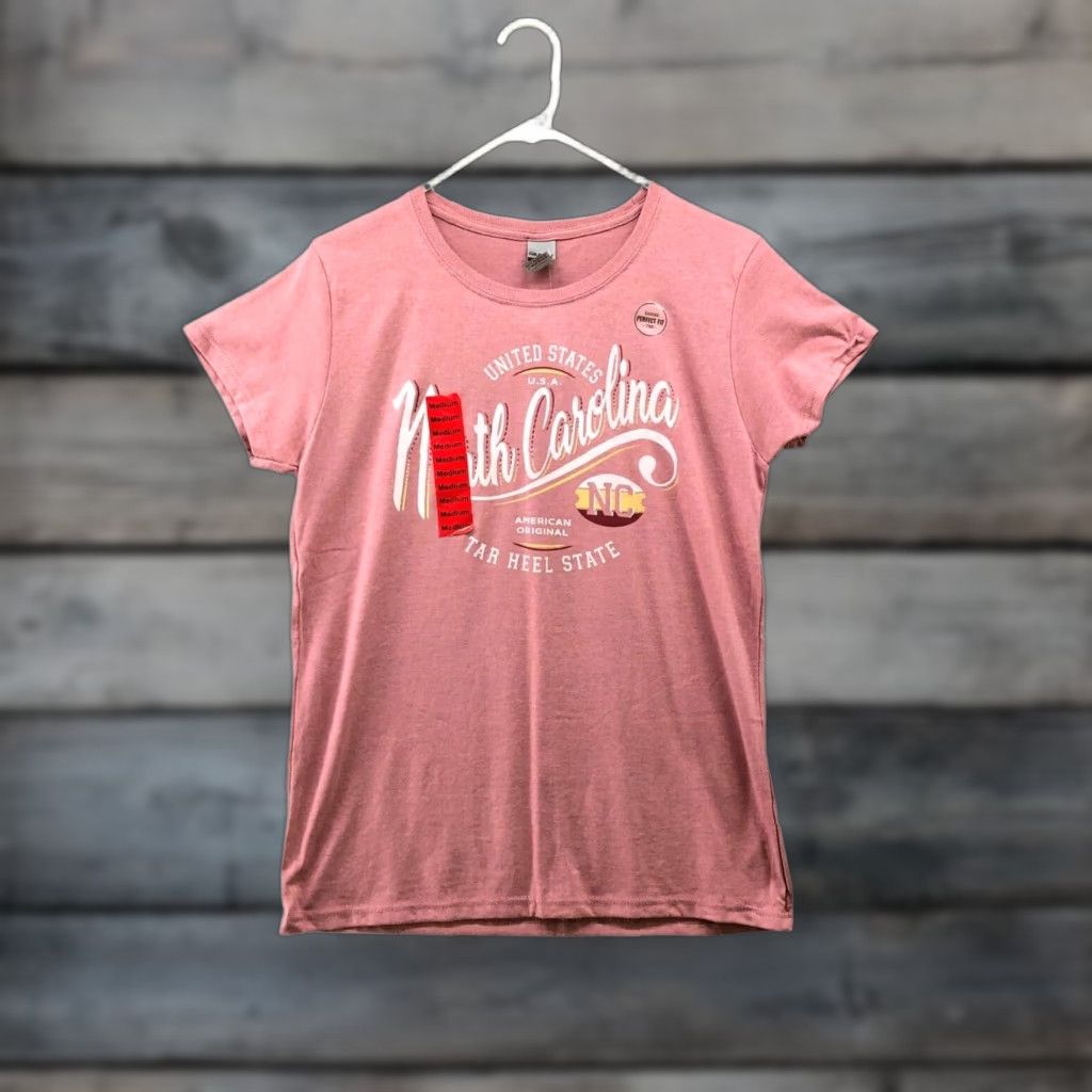 Gildan Gildan Womens Graphic T-Shirt - North Carolina Tar Heel State - Pink - Size M - Casual Cotton - Short Sleeve Size M / US 6-8 / IT 42-44 - 1 Thumbnail