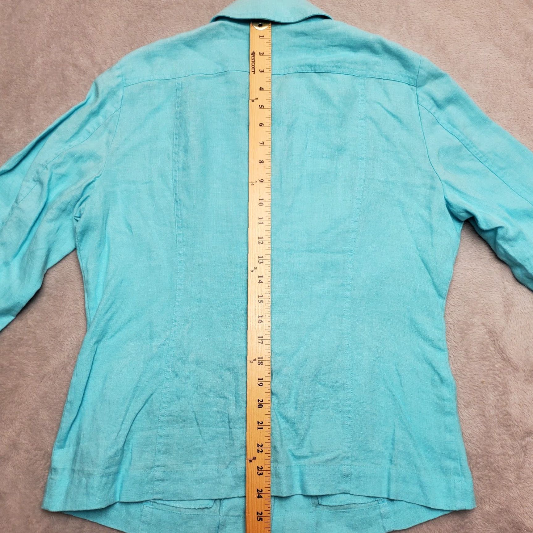 Coldwater Creek Chicos Jacket Womens sz 1 US 8 Mint Green 100% Linen Long Sleeve Casual Button Shirt Size M / US 6-8 / IT 42-44 - 6 Thumbnail