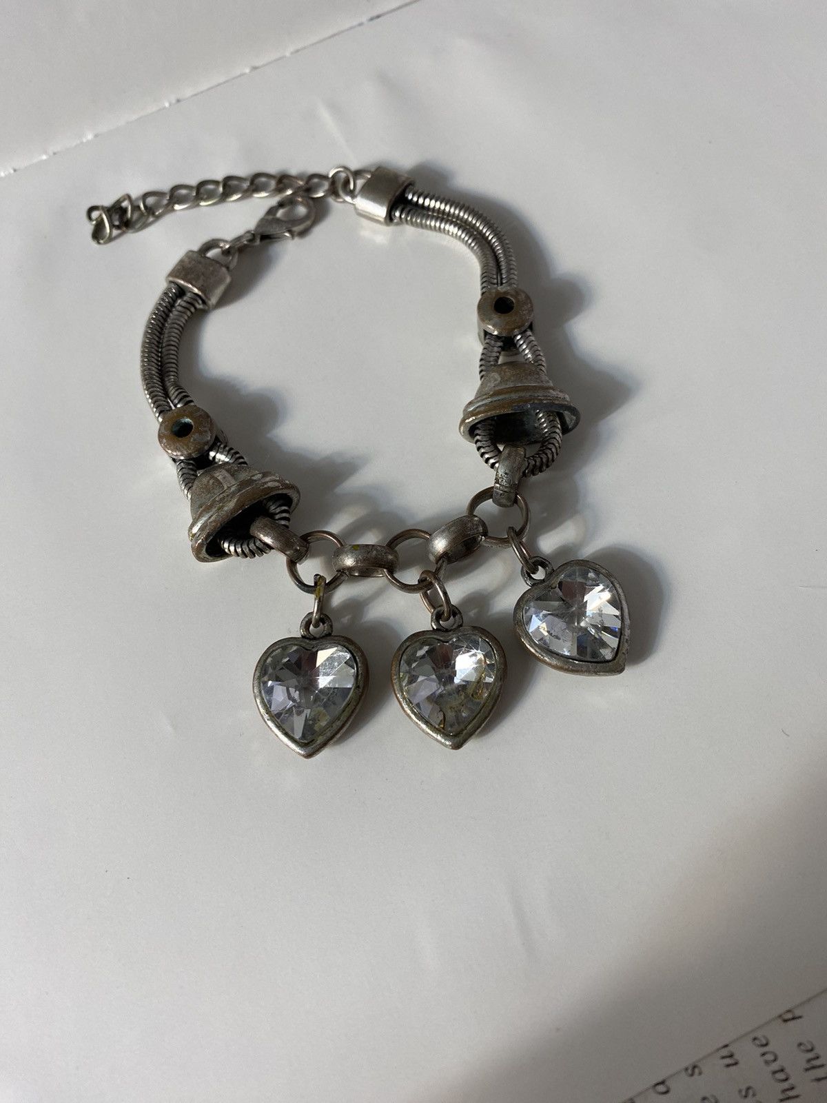 Jewelry Bracelet with Heart Charms - Vintage! Size ONE SIZE - 1 Thumbnail