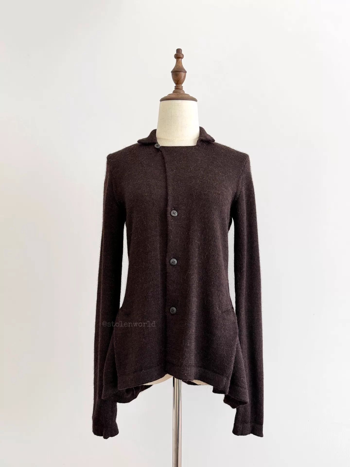 Y's Y's Transformed Wool Cardigan Deep Cocoa Purple-Red Tone Size L / US 10 / IT 46 - 1 Thumbnail
