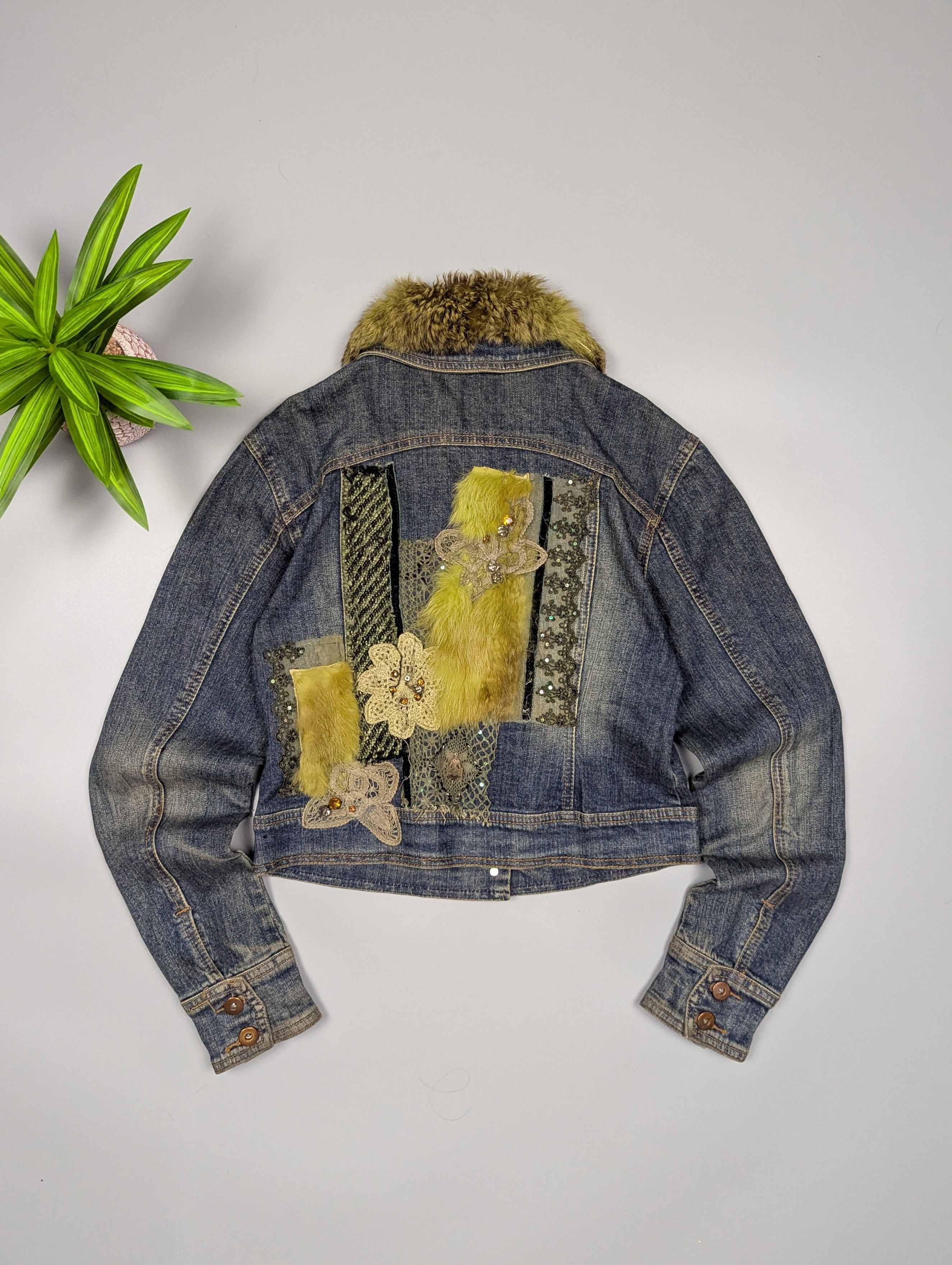Hysteric Glamour Y2K Boho Denim Jacket S/M Faux Fur Collar Size S / US 4 / IT 40 - 9 Thumbnail