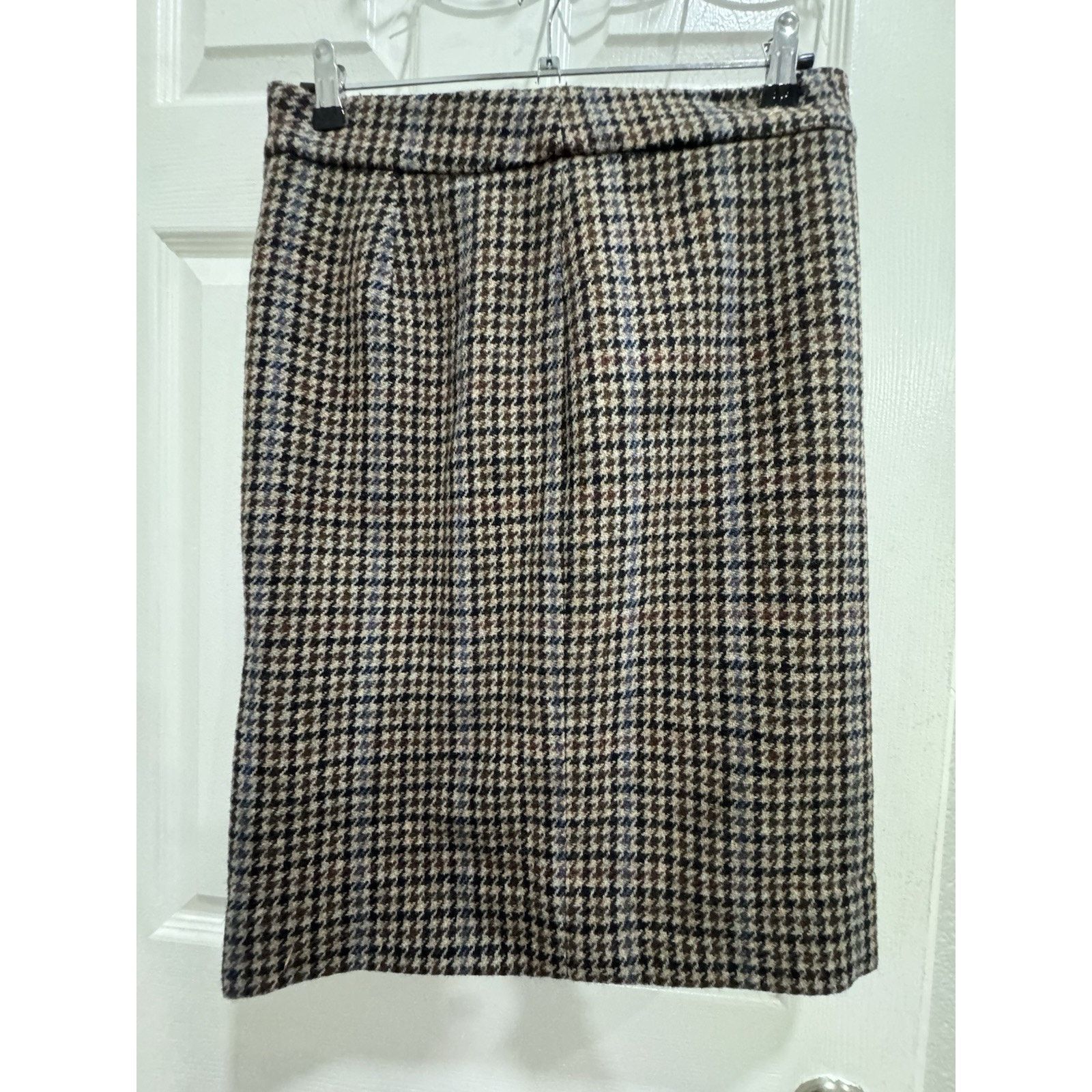 J.Crew J Crew 100% Wool Brown Plaid No 2 Pencil Skirt W/Side Slit Size 28" / US 6 / IT 42 - 1 Thumbnail