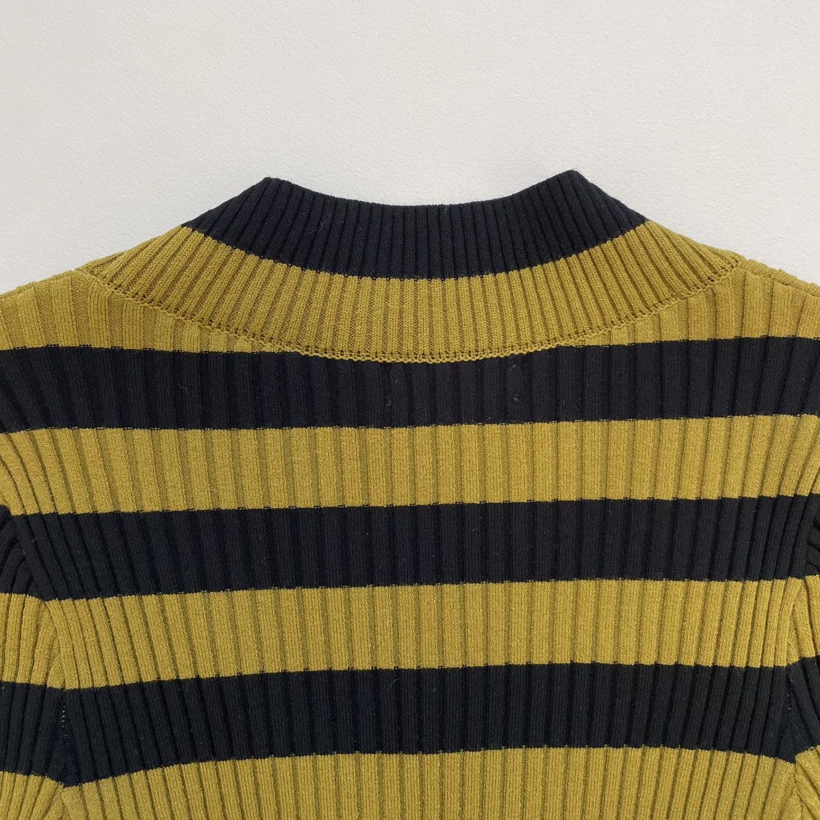 Dries Van Noten Olive/Black Striped Ribbed Knit Sweater Size S / US 4 / IT 40 - 9 Thumbnail