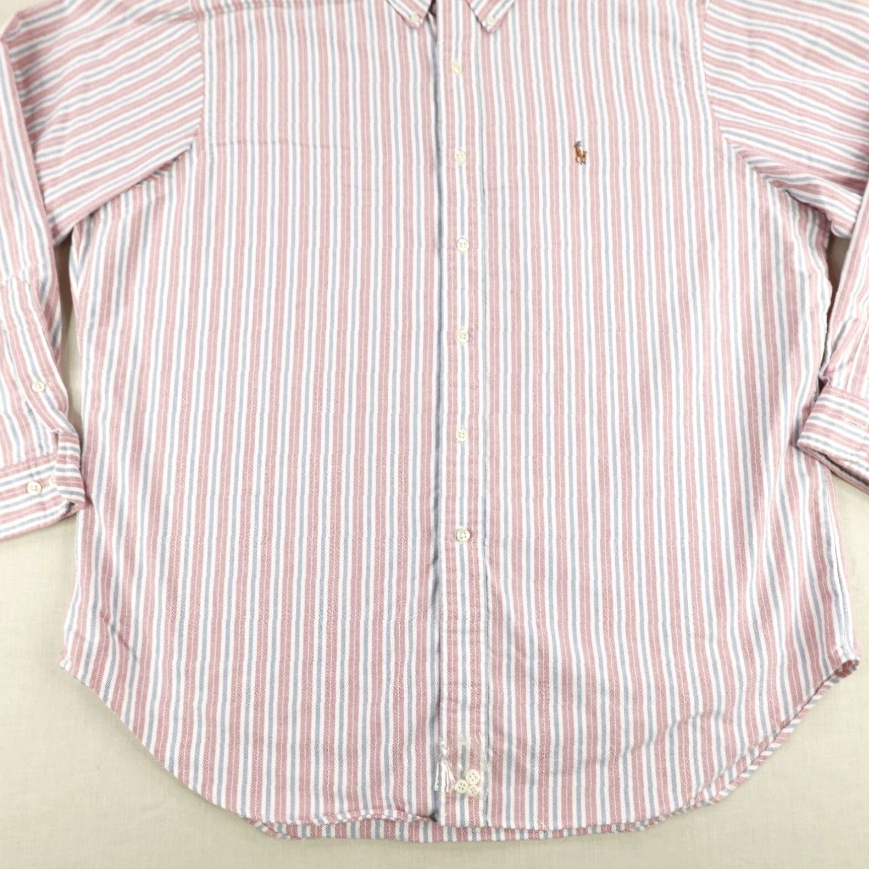 Ralph Lauren VINTAGE Ralph Lauren Shirt Mens XL Red White Blue Stripes Pony Logo Button Up Size US XL / EU 56 / 4 - 4 Thumbnail