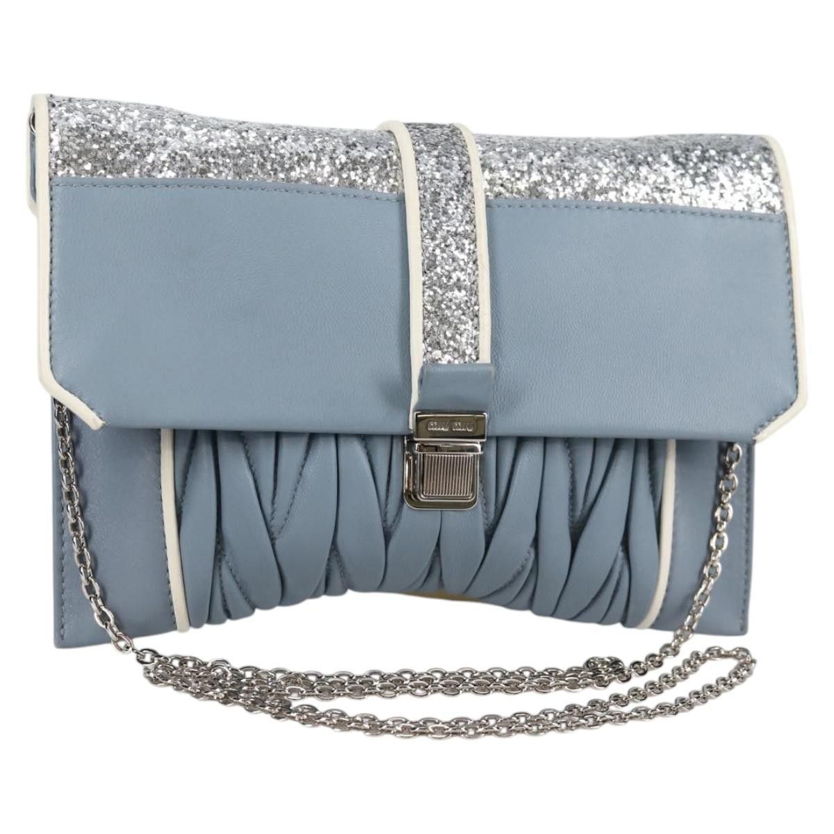 Miu Miu Miu Miu Madras Chain Clutch Matelasse Leather with Glitter Size ONE SIZE - 1 Thumbnail