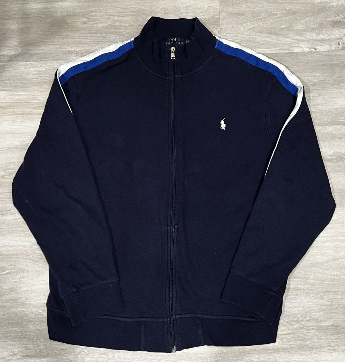 Polo Ralph Lauren × Vintage Vintage Polo Ralph Lauren Navy Blue Zip Up Jacket Size US XXL / EU 58 / 5 - 1 Thumbnail