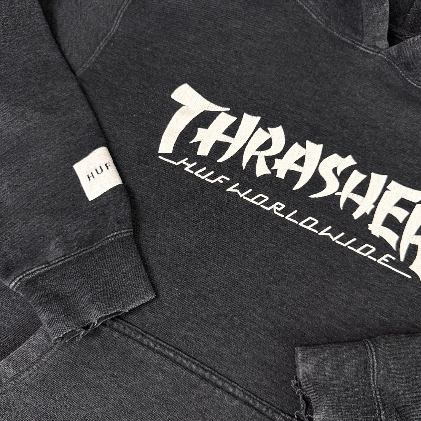 Huf VINTAGE HUF Thrasher Hoodie Adult S Gray Charcoal Heather Asia Tour Skate Rare Size US S / EU 44-46 / 1 - 6 Thumbnail