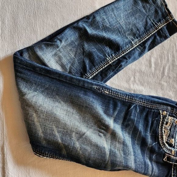 Rock Revival Rock Revival Embellished Straight Sz. 27 Blue Jeans Size 27" / US 4 / IT 40 - 7 Thumbnail