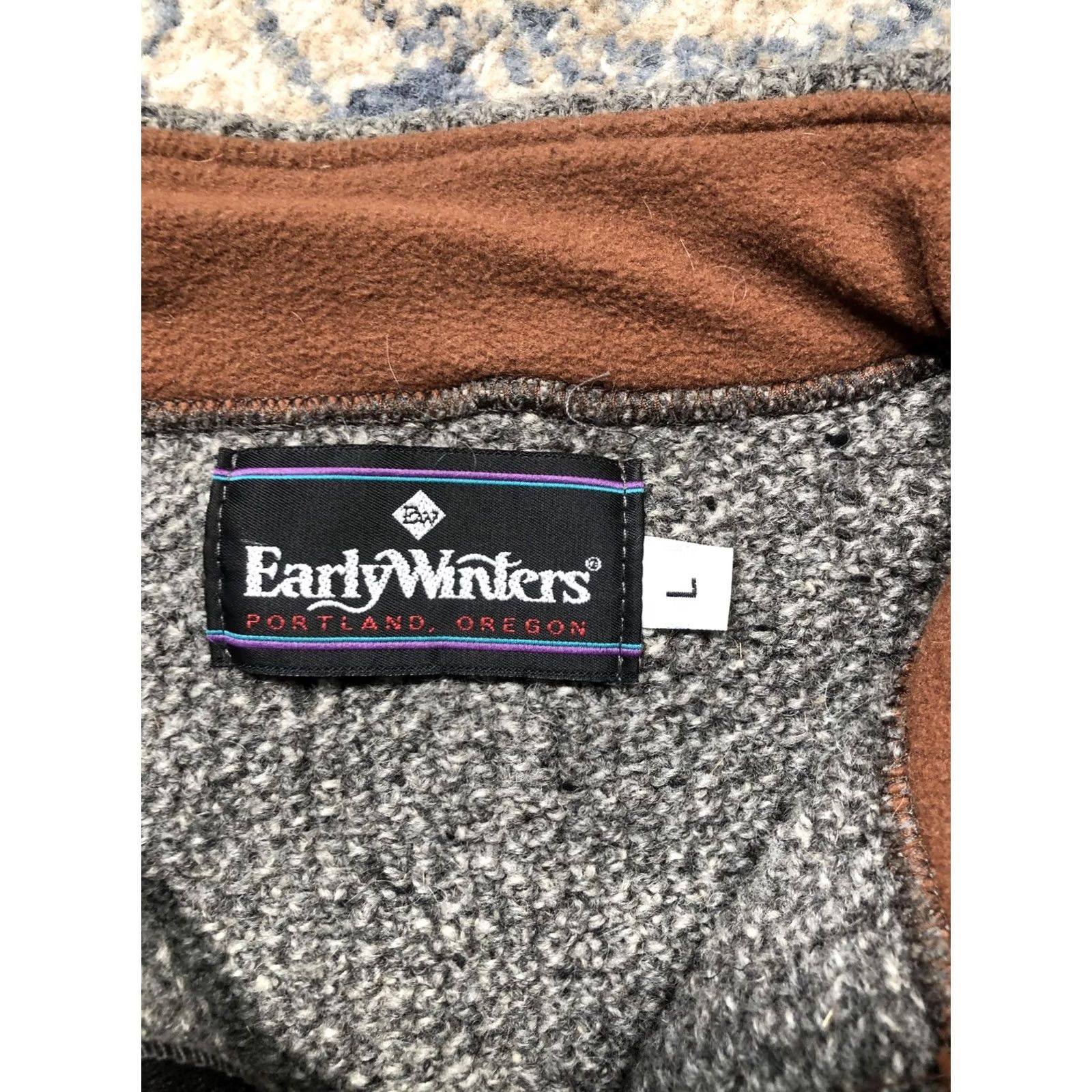 Vintage Early Winters Mens Large Gray Quarter Zip Mock Neck Knit Pullover Sweater Size US L / EU 52-54 / 3 - 7 Thumbnail