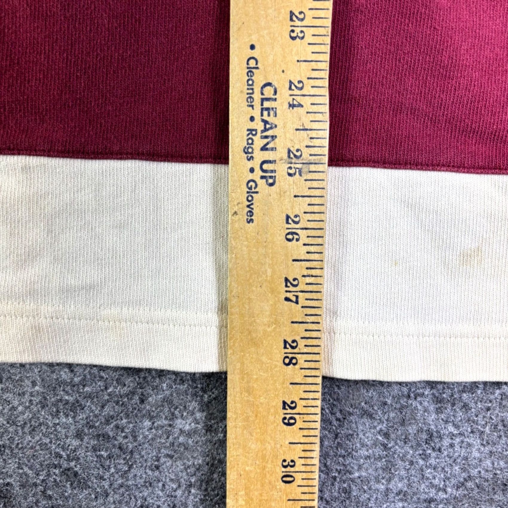 Vintage St Johns Bay Mens Large Rugby Shirt Long Sleeve Striped Navy Burgundy Cotton Shirts Size US L / EU 52-54 / 3 - 4 Thumbnail