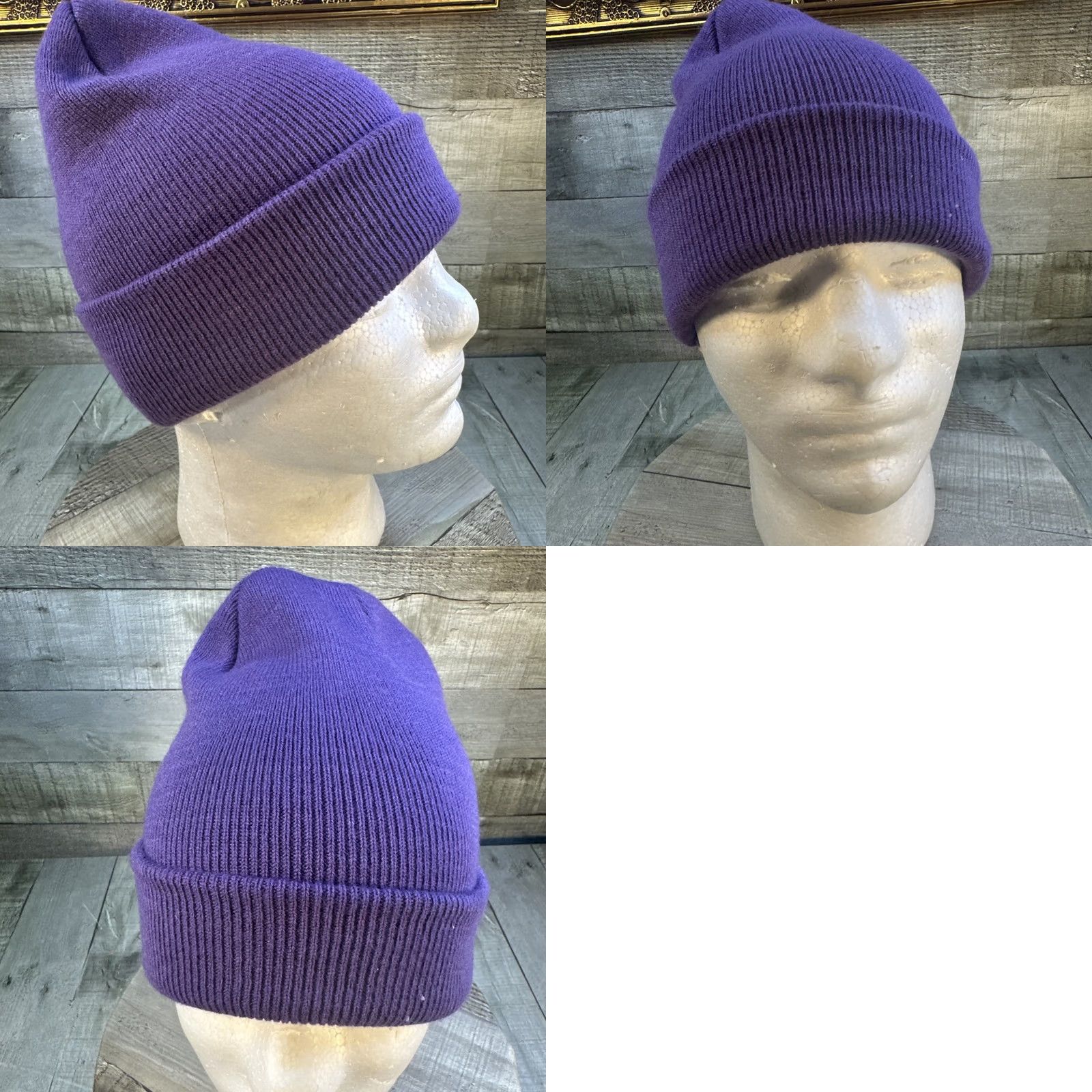 Vintage VINTAGE Purple Knit Beanie Hat Solid Cuffed Winter Watch Cap Adult Unisex Streetwear Size ONE SIZE - 8 Thumbnail
