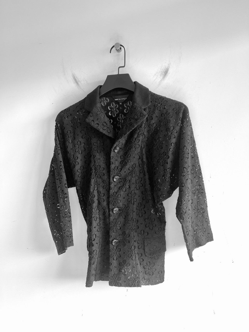Comme des Garcons COMME des GARCONS - Floral Lace Cropped Shirt Jacket Blazer Size M / US 6-8 / IT 42-44 - 6 Thumbnail