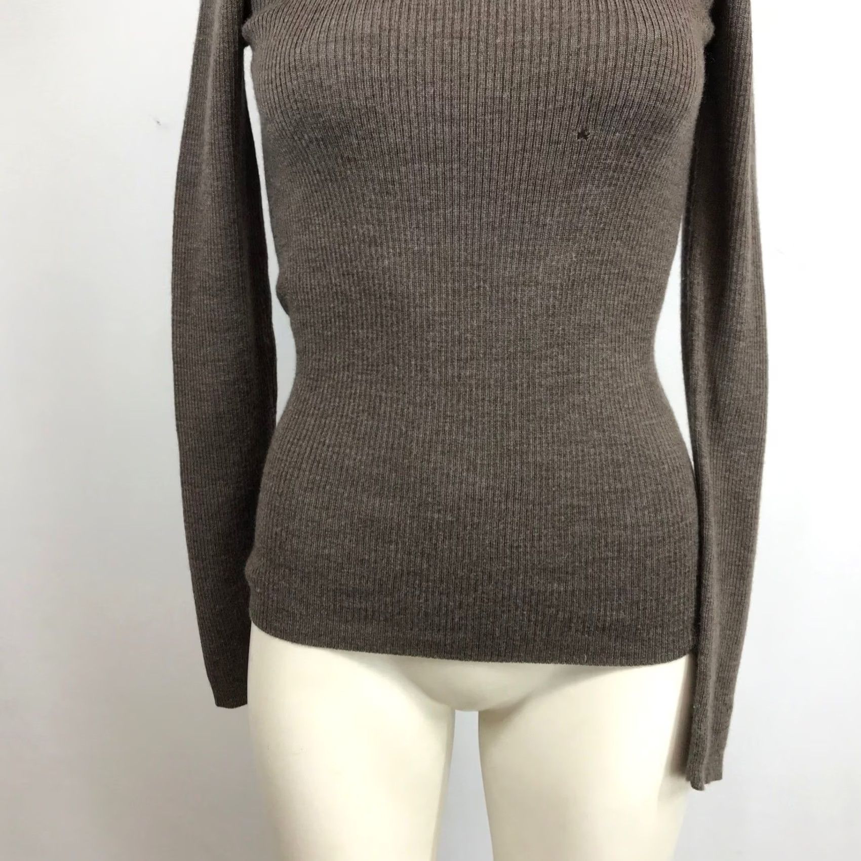 Muji Muji Sweater Knit Turtleneck Long Sleeve Top Taupe Brown Ribbed Size S Size S / US 4 / IT 40 - 3 Thumbnail