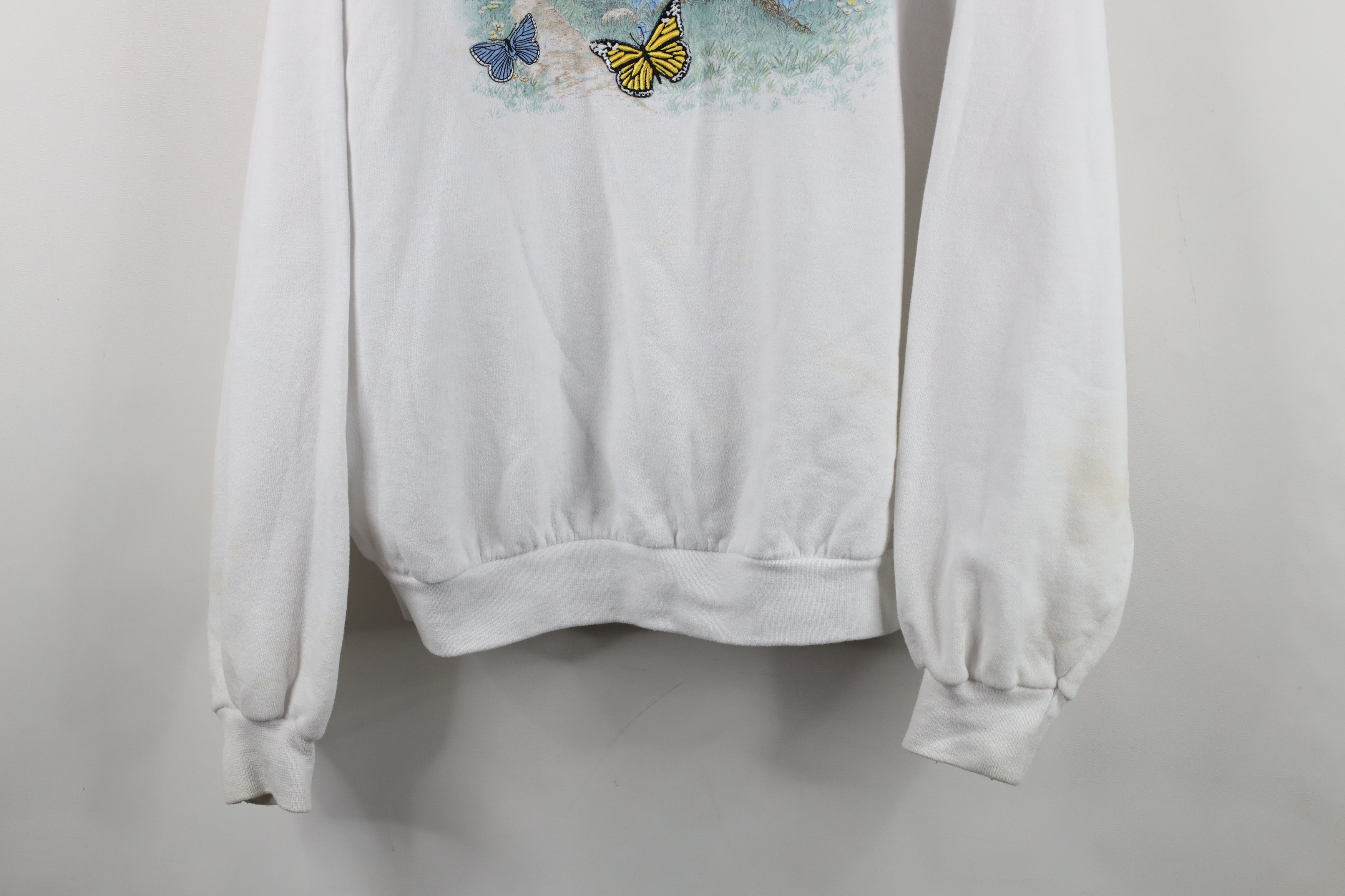 Vintage Vintage 90s Streetwear Nature Butterfly Tree Sweatshirt Size XXL / US 16-18 / IT 52-54 - 3 Thumbnail