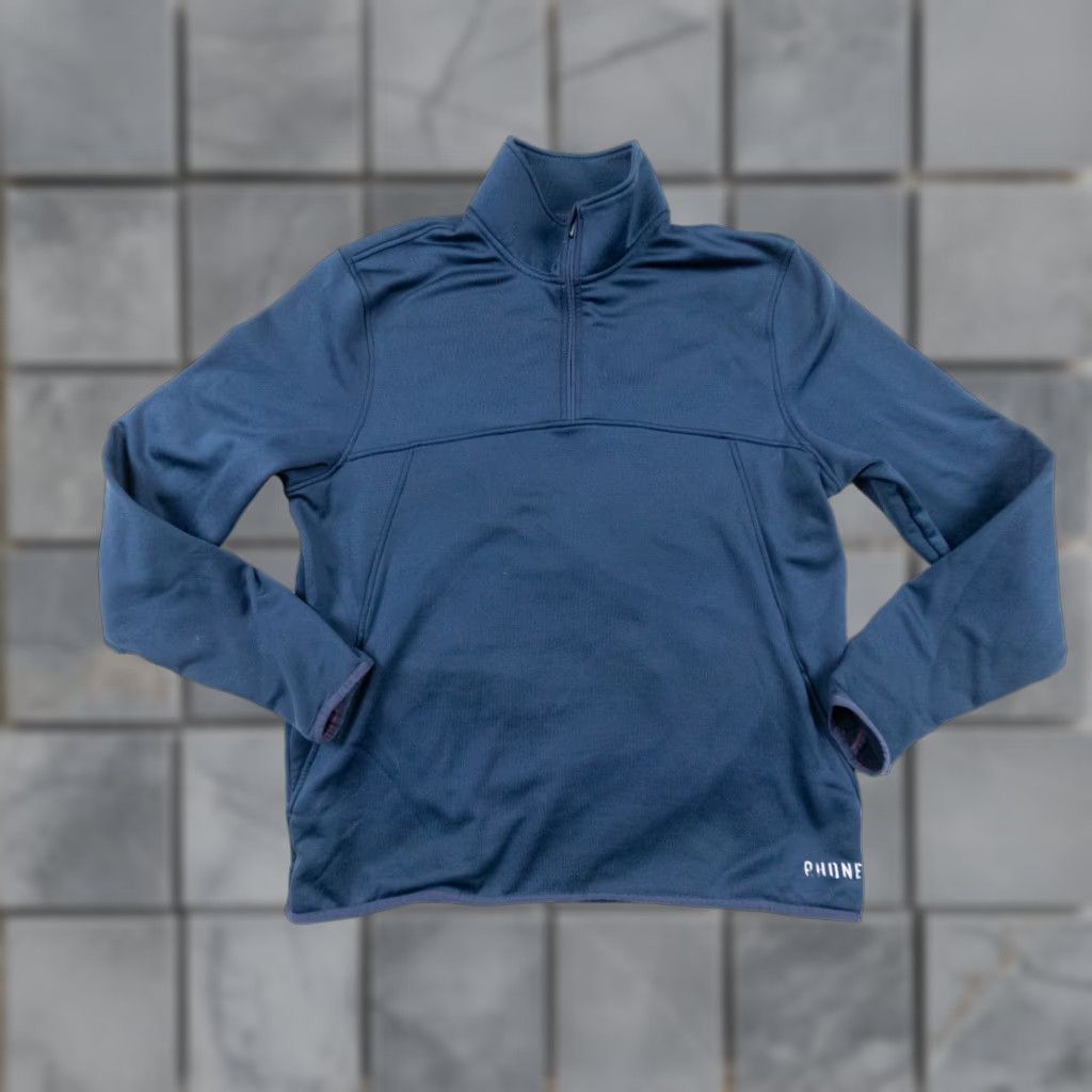 Rhone Rhone Adult Large Blue 1/4 Zip Pullover Sweatshirt Long Sleeve Mock Neck Logo on front is peeling Mens Outdoors 1/4 Zip Pullover Rhone Blue Large Mens Size US L / EU 52-54 / 3 - 1 Thumbnail