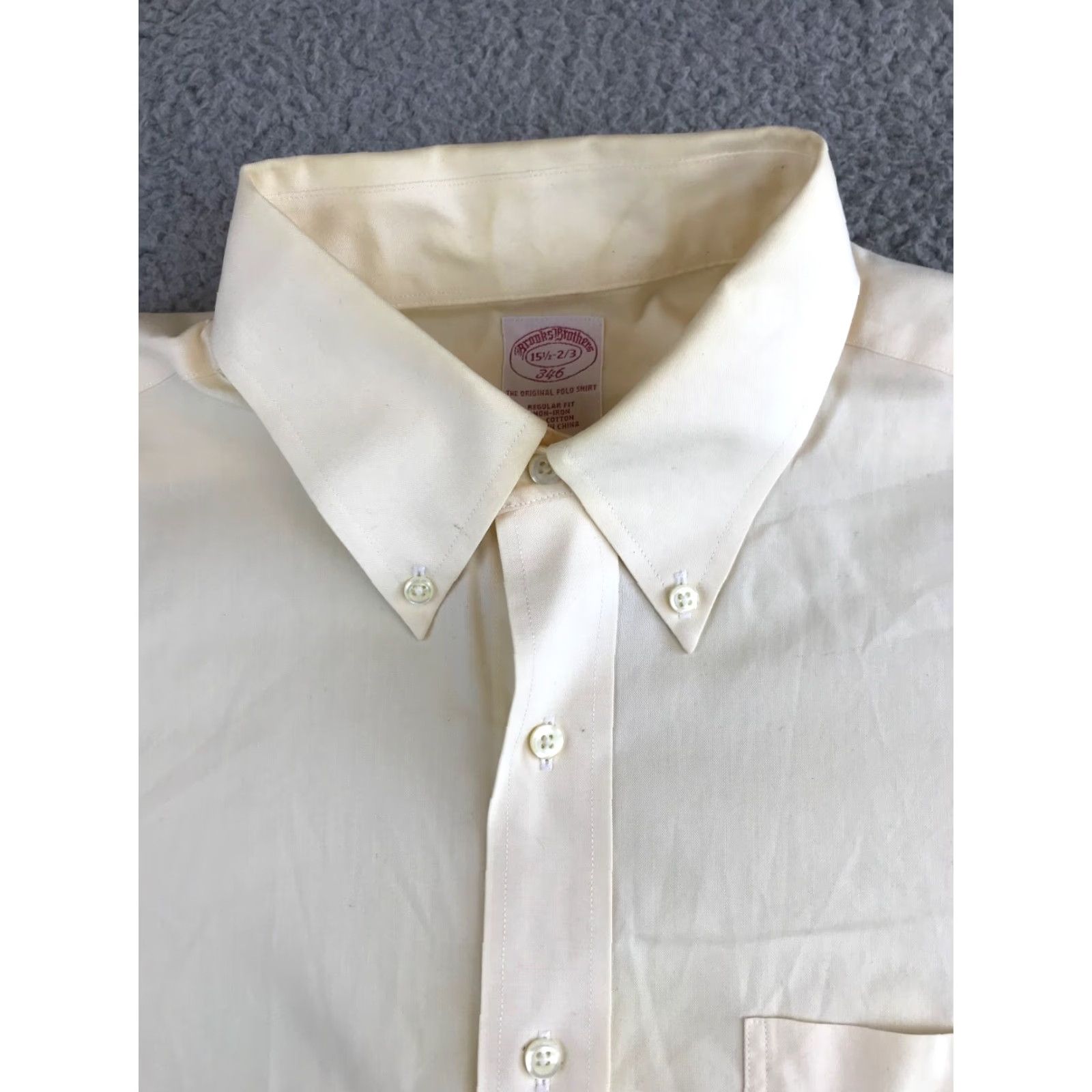 Brooks Brothers Brooks Brothers Shirt Mens 15.5 2/3 Pale Yellow Button-Down Long Sleeve Business Shirt Size US L / EU 52-54 / 3 - 4 Thumbnail