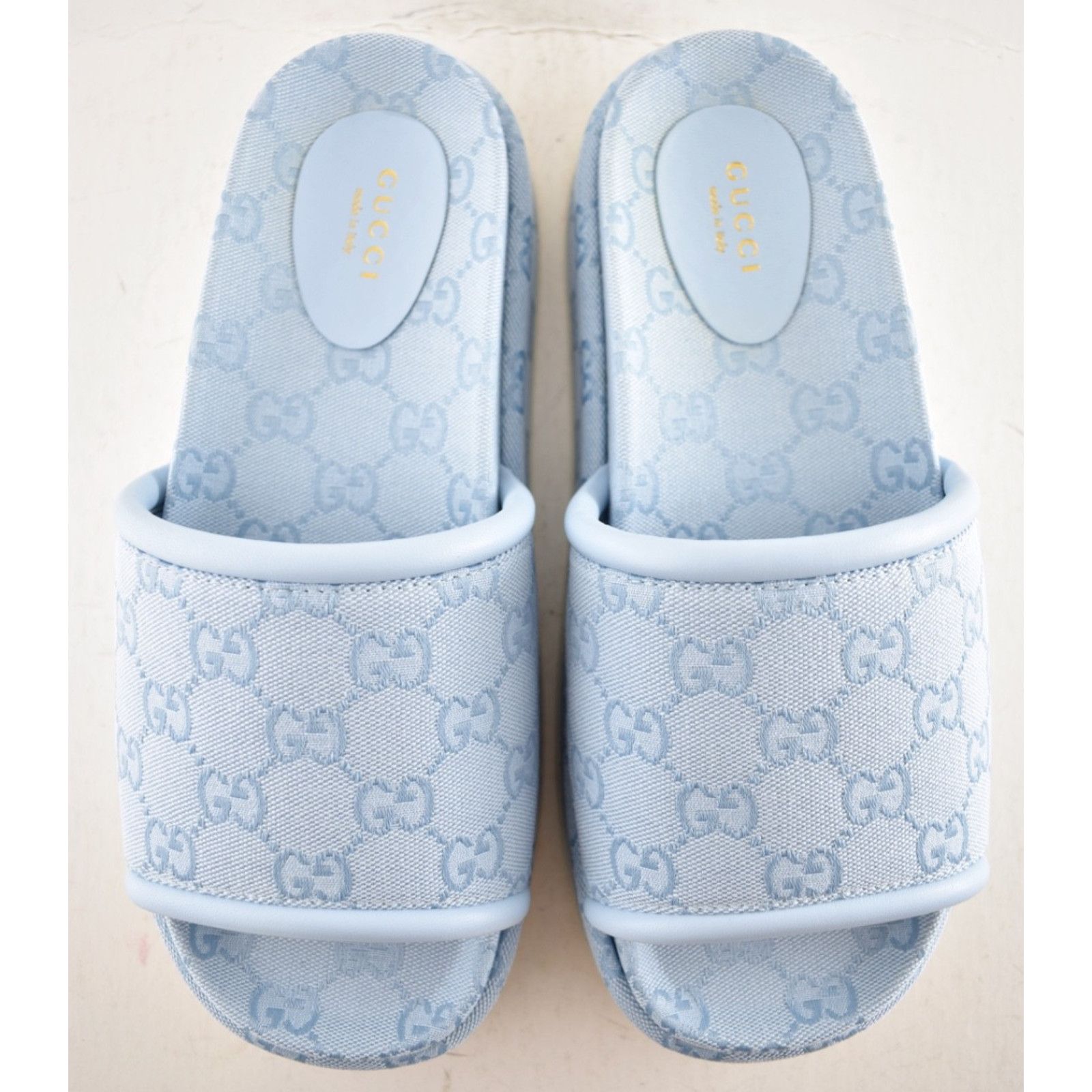 Gucci Gucci Light Blue GG Monogram Canvas Mule Platform Sandal 39 Size US 9 / IT 39 - 12 Thumbnail