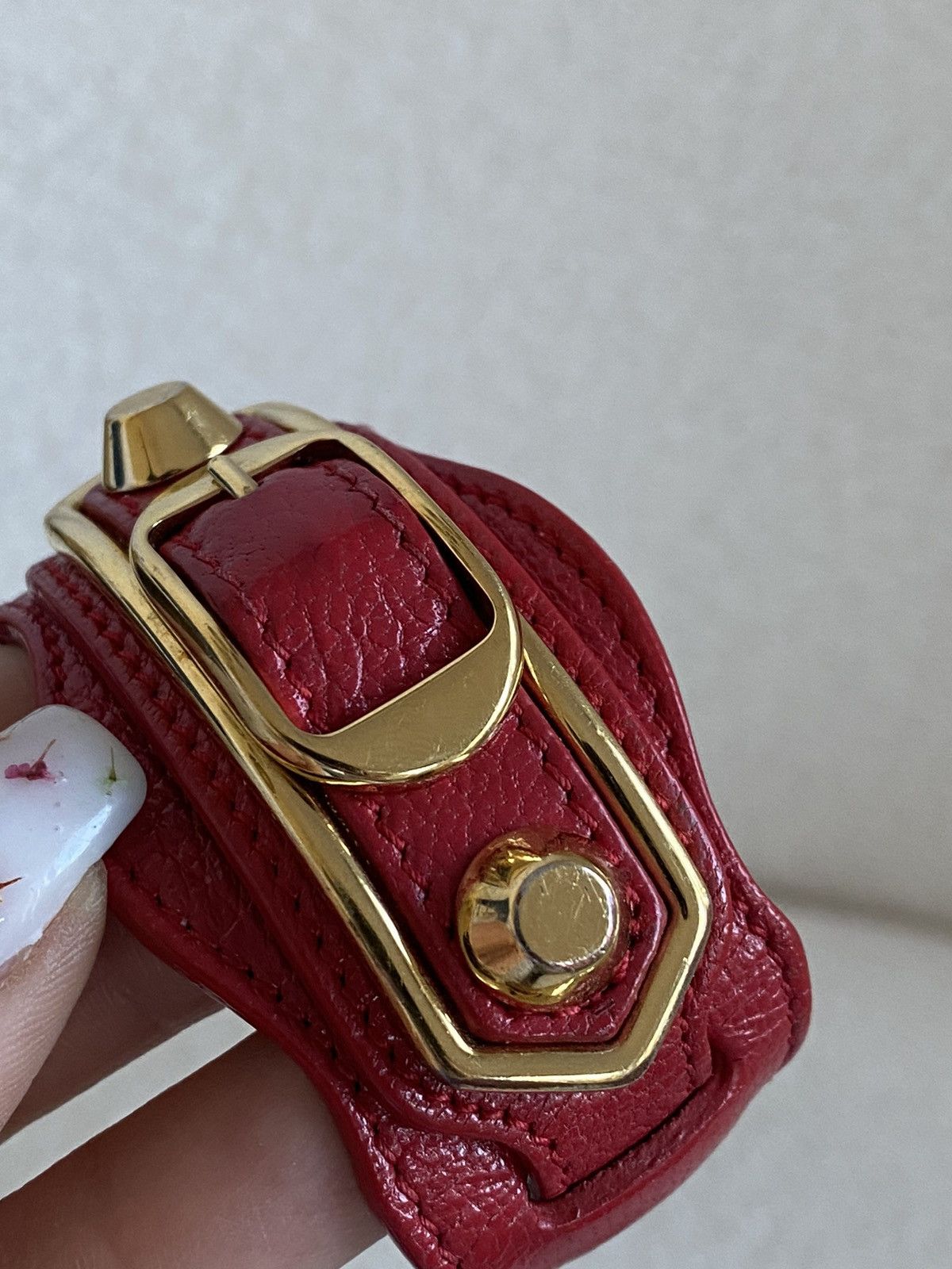 Balenciaga × Designer Balenciaga arena giant red leather bracelet - medium Size ONE SIZE - 4 Thumbnail