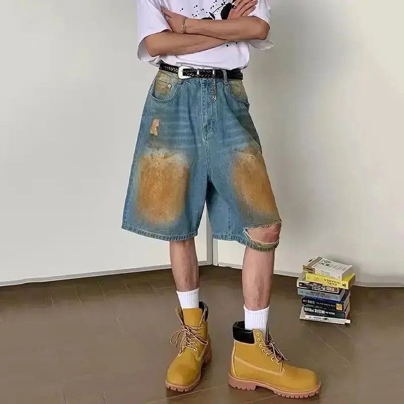 Japanese Brand Streetwear Design Hole Straight Retro Style Shorts y2k Size US 32 / EU 48 - 3 Thumbnail