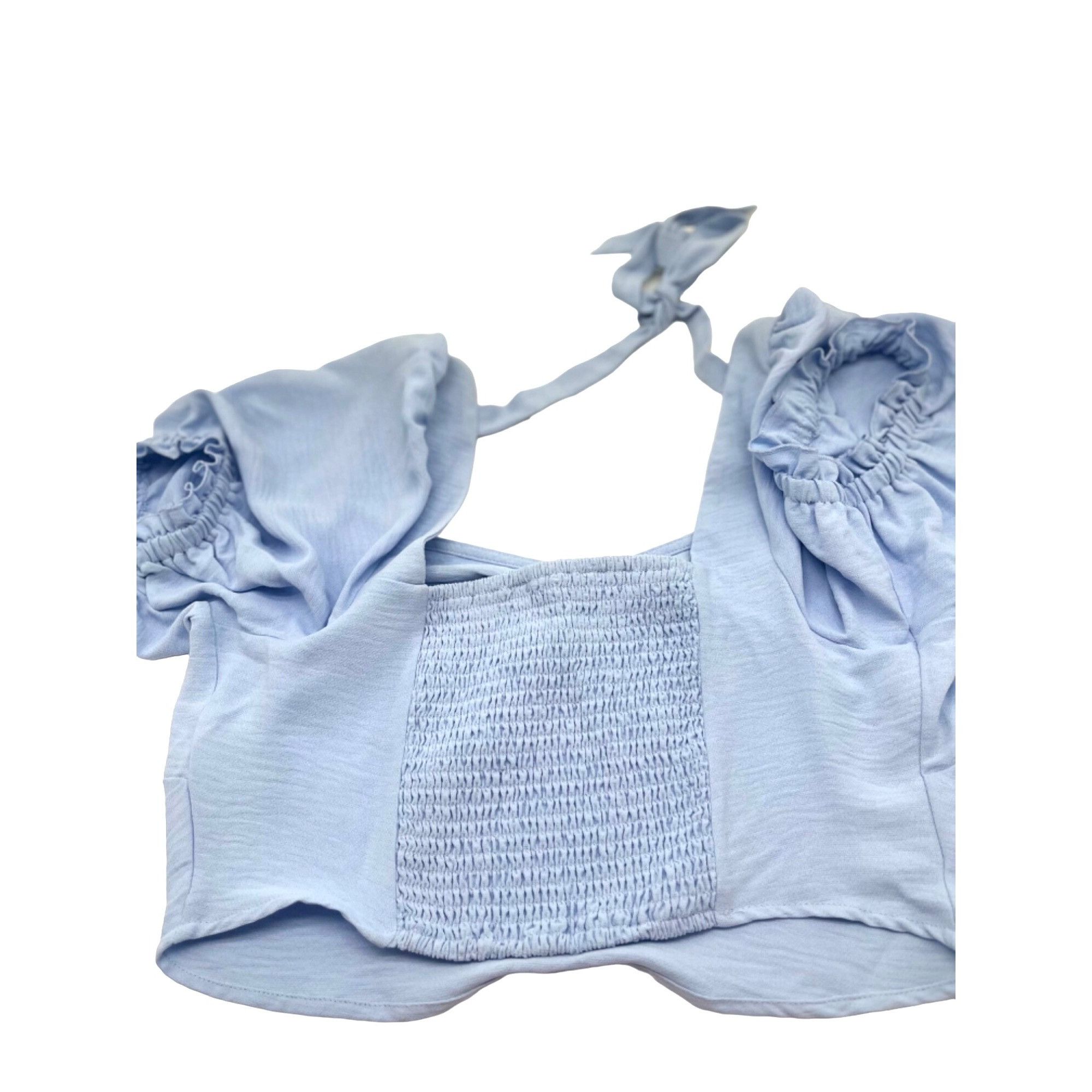 Other And Now This Plus Size Tie-Back Crop Top, Chambray Blue, OX Size ONE SIZE - 5 Thumbnail