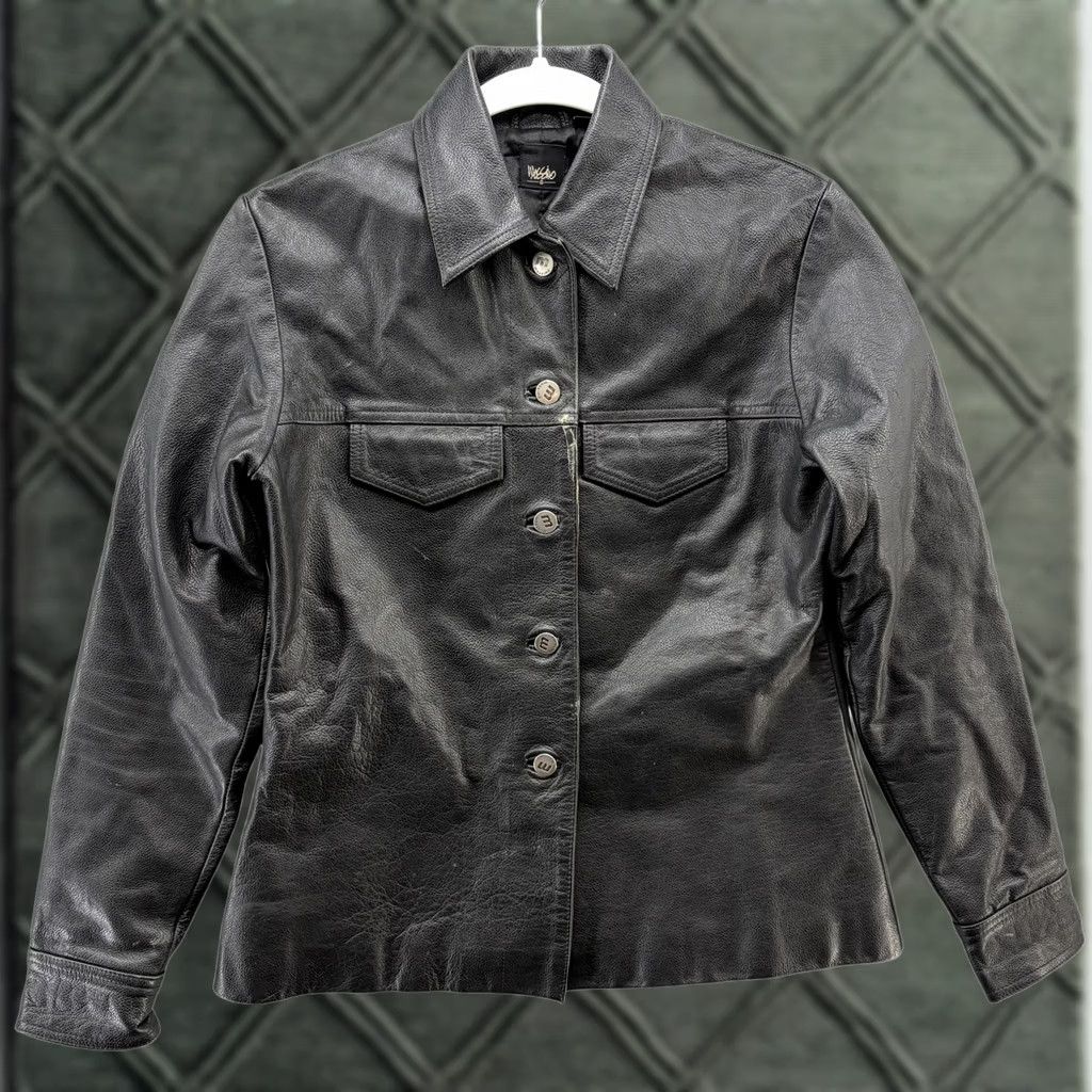 Mossimo Mossimo Leather Jacket Womens Small Black Button Front Lined Short Coat/ Jacket with Pockets Bead? Size S / US 4 / IT 40 - 1 Thumbnail