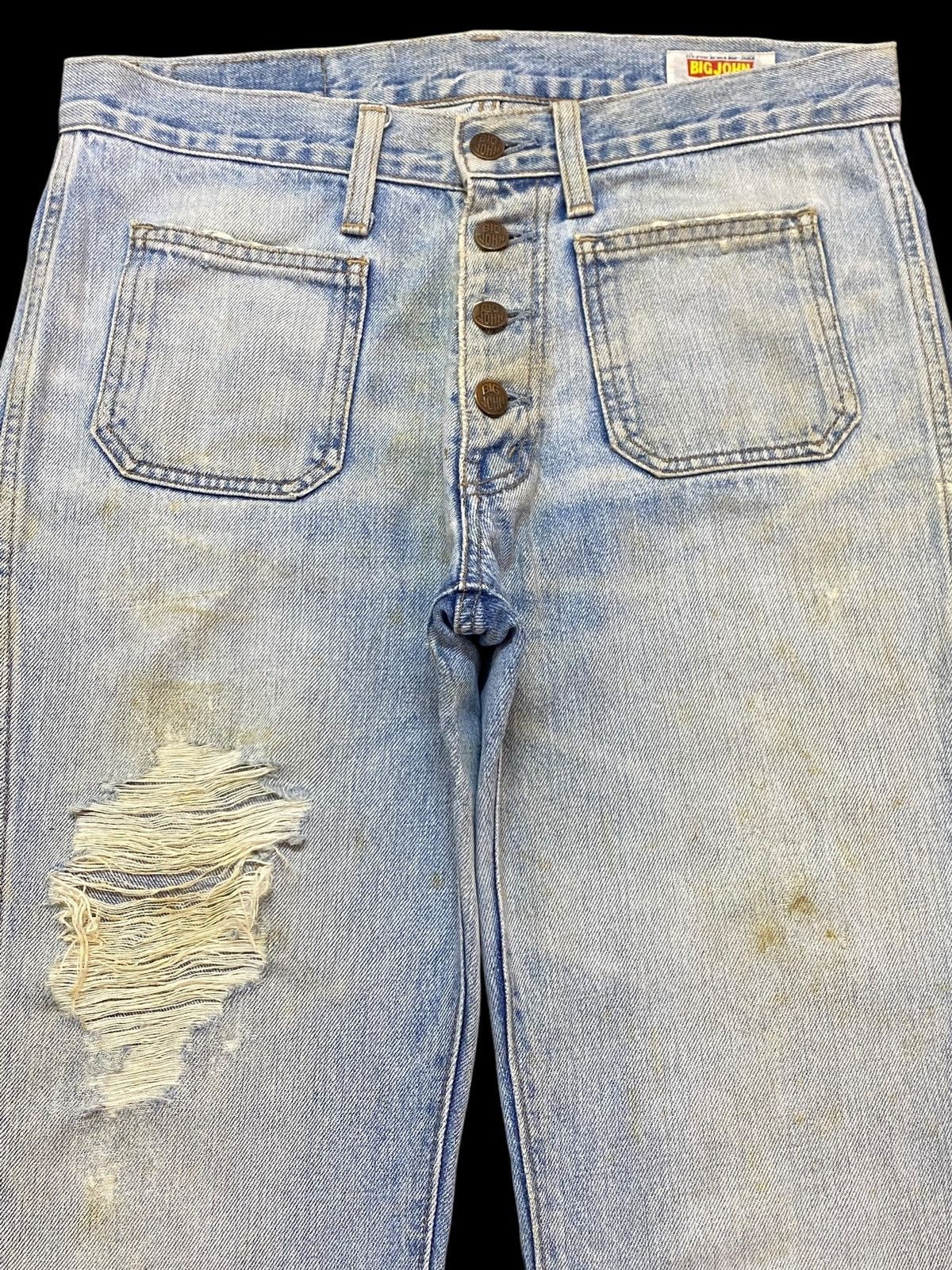 Tornado Mart Vintage Big John 70’s Fade Grunge Distressed Flare Jeans Size US 32 / EU 48 - 3 Thumbnail
