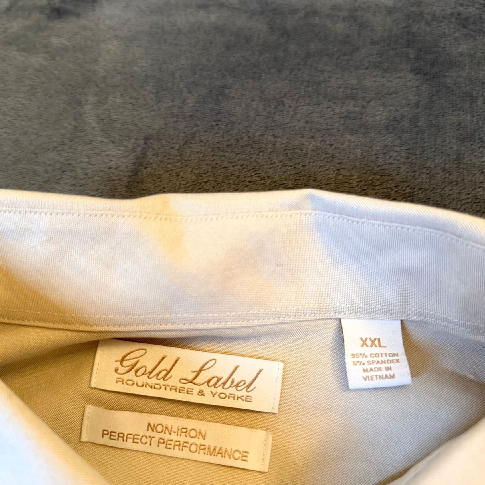 Roundtree & Yorke Roundtree Yorke Gold Label Dress Shirt Mens XXL Beige Stretch Performance NWT Size 48R - 2 Thumbnail