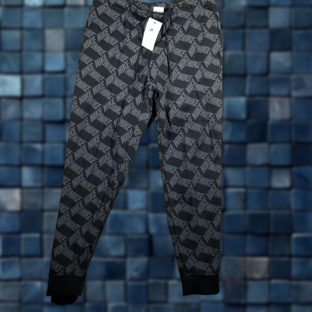 Nike Nike Pants Womens Large Black Gray Sportswear Fleece Joggers AOP DV0029-010 Size 36" / US 14 / IT 50 - 1 Thumbnail